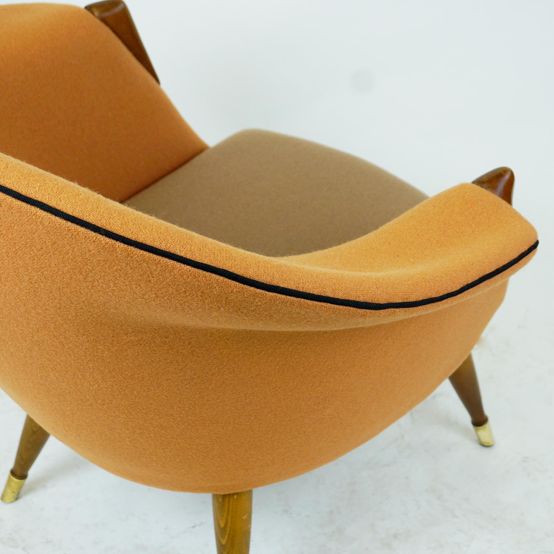 Scandinavian Elm Lounge Chair with New Soft Orange Kvadrat Wool Fabric For Sale 9