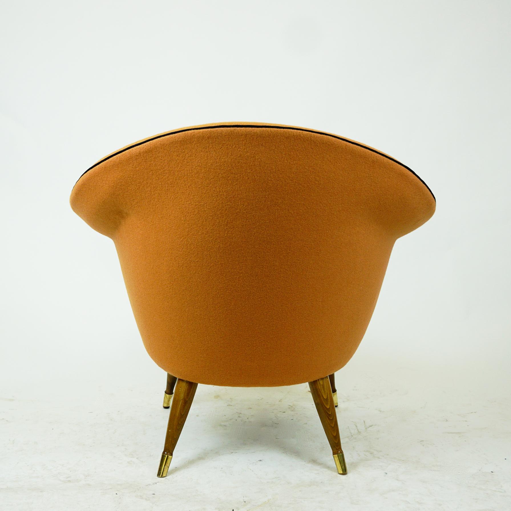 Mid-20th Century Scandinavian Elm Lounge Chair with New Soft Orange Kvadrat Wool Fabric For Sale