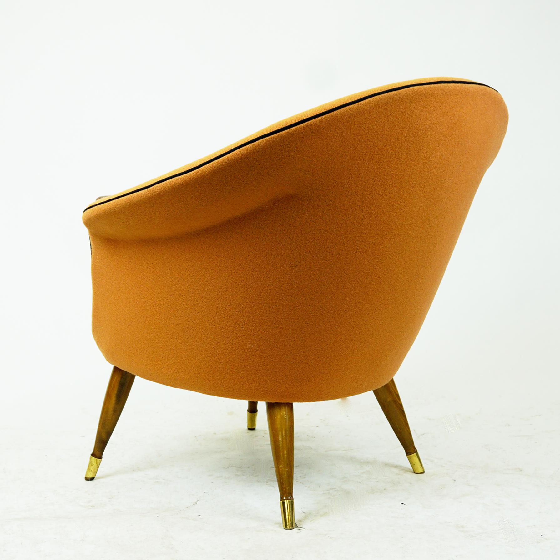 Scandinavian Elm Lounge Chair with New Soft Orange Kvadrat Wool Fabric For Sale 1