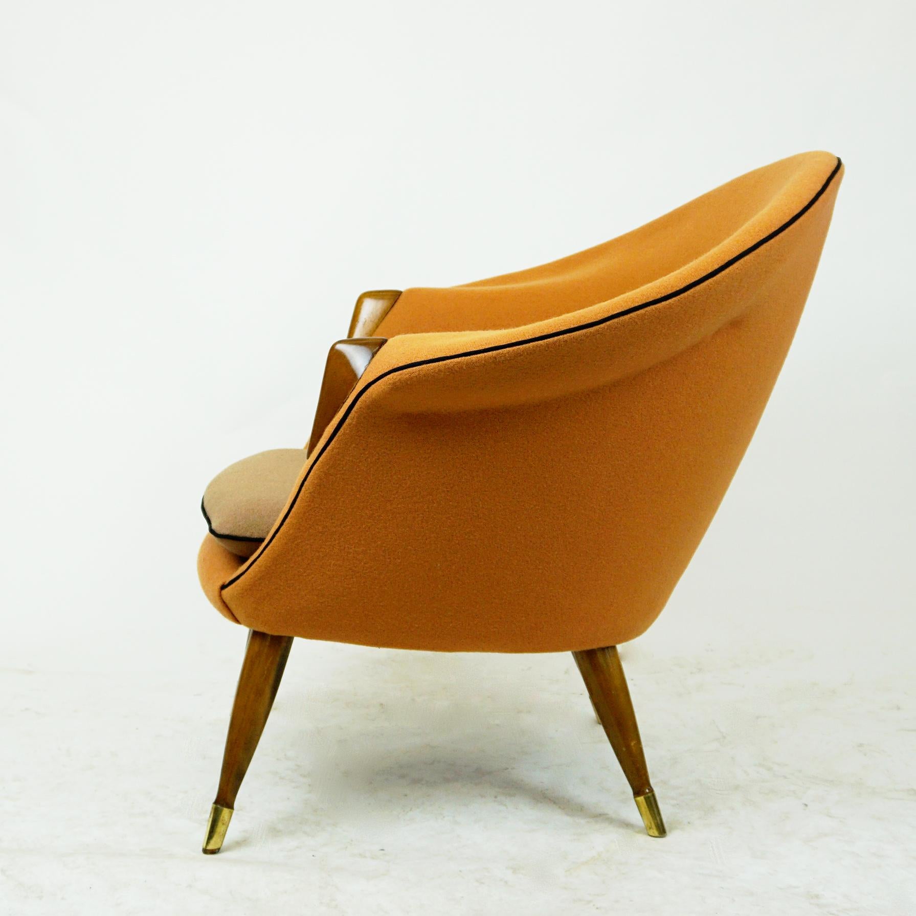 Scandinavian Elm Lounge Chair with New Soft Orange Kvadrat Wool Fabric For Sale 2