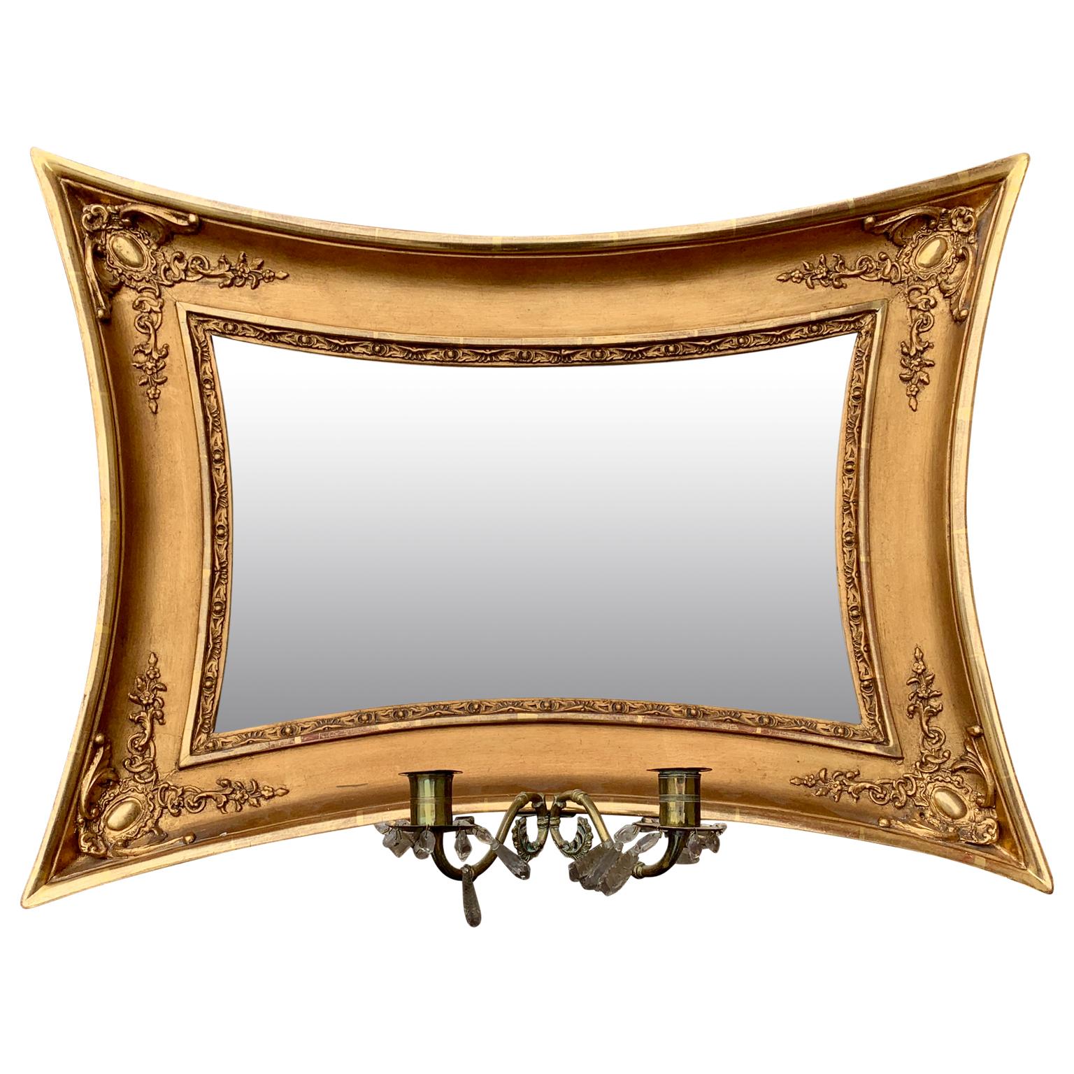 Scandinavian Empire Giltwood Concave Sided Sconce Mirror In Good Condition For Sale In Haddonfield, NJ