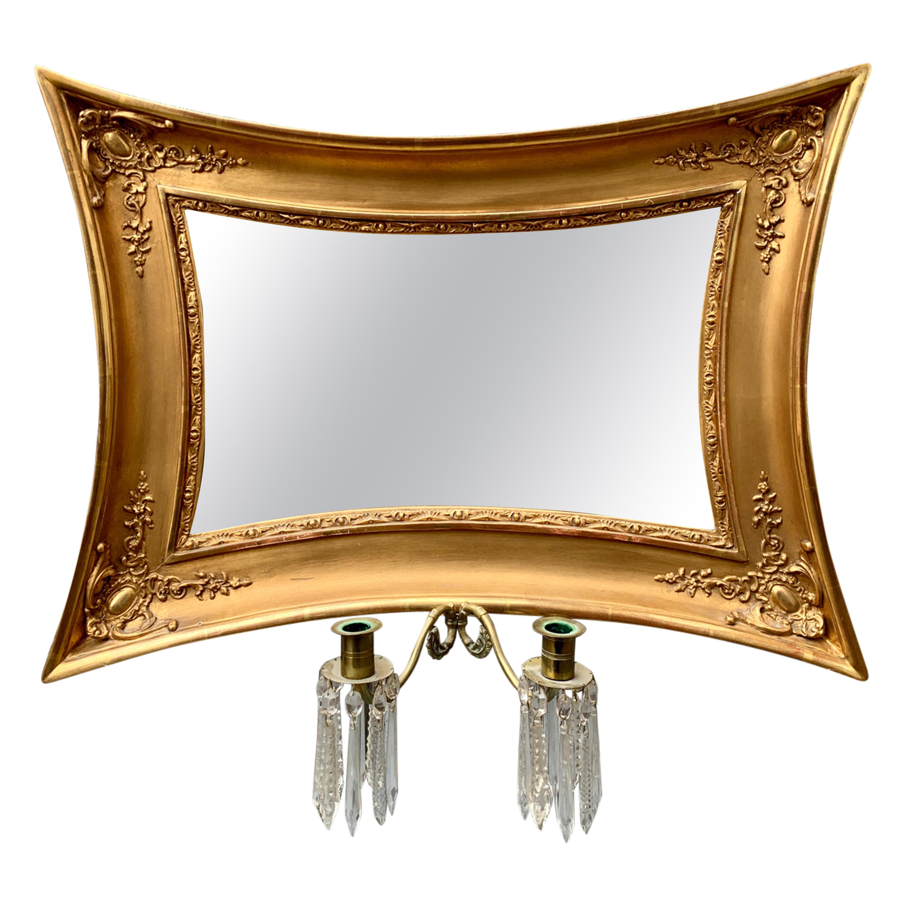 Scandinavian Empire Giltwood Concave Sided Sconce Mirror For Sale