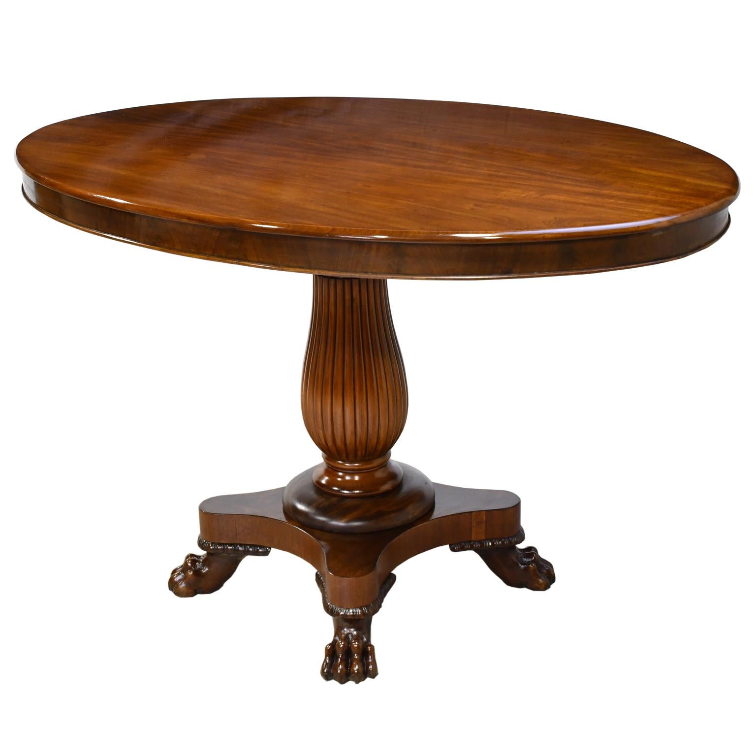 19th Century Empire Pedestal Table in West Indies Mahogany w/ Oval Top, Denmark, circa 1825