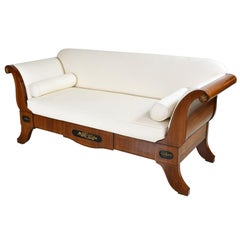 Divano impero scandinavo in mogano con ormolatura e tappezzeria, 1815 ca.