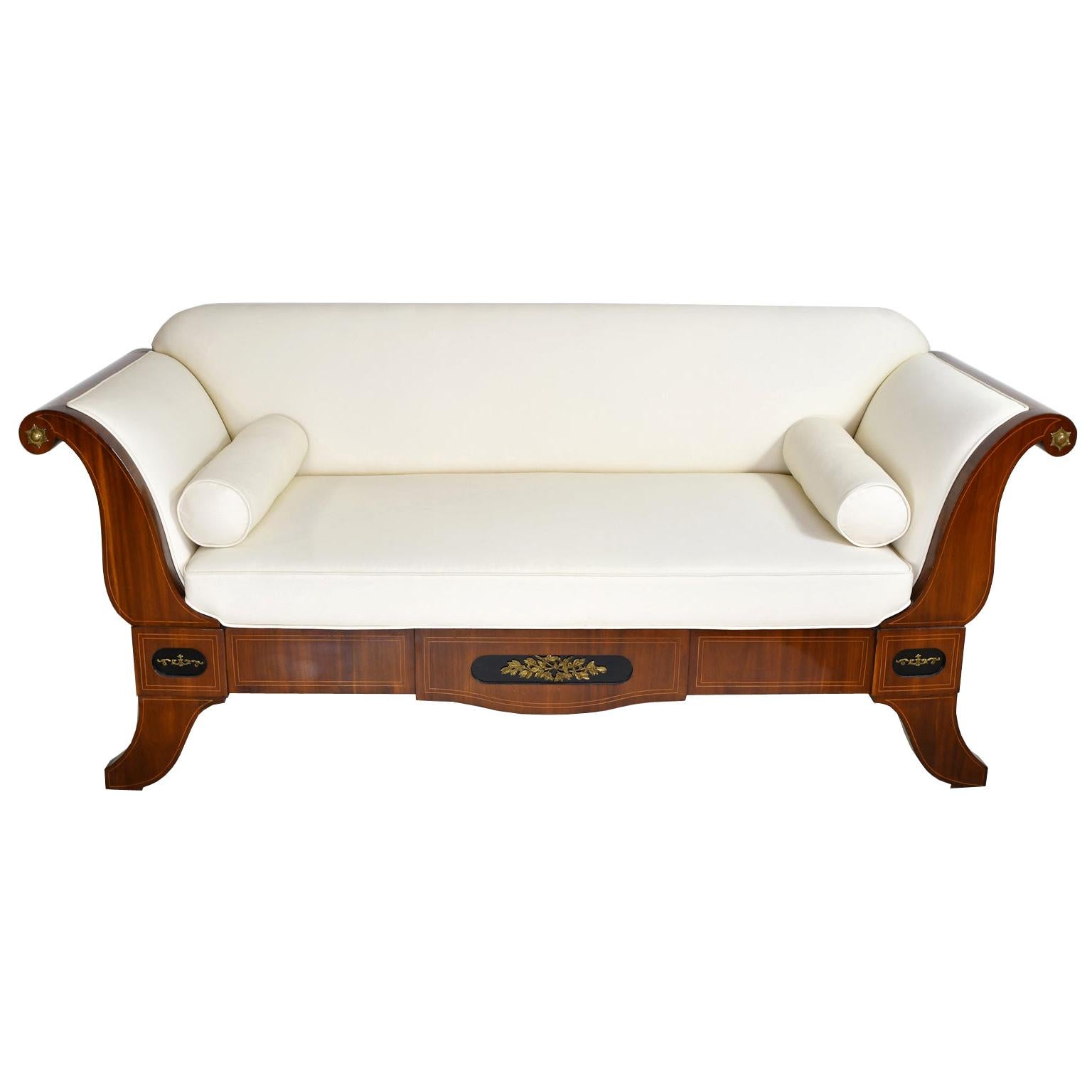 Scandinavian Empire Sofa in Mahogany with Ormolu and Upholstery, circa 1815 For Sale