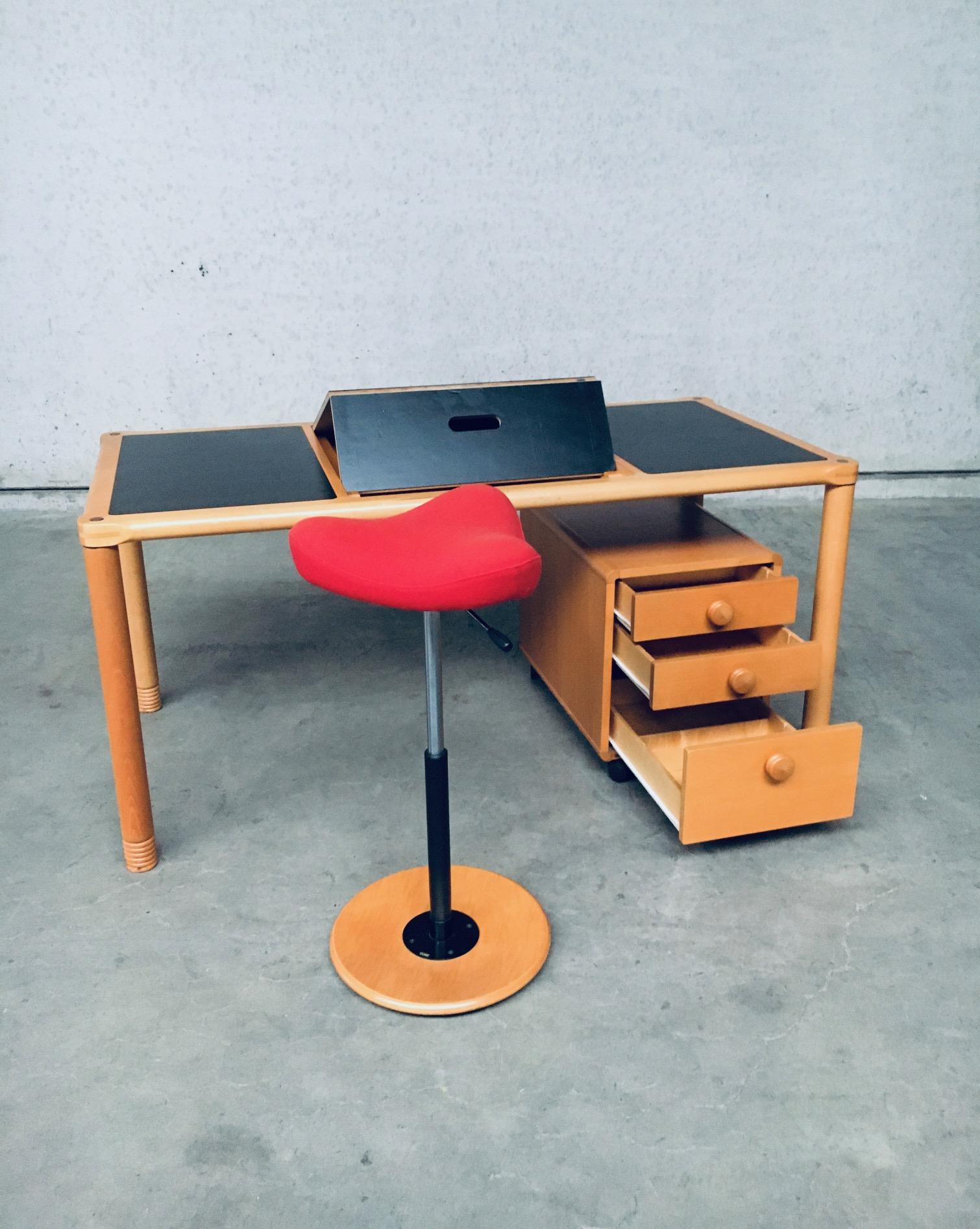 Norwegian Scandinavian Ergonomic Design Writing Desk and Stool, Stokke, 1980's For Sale