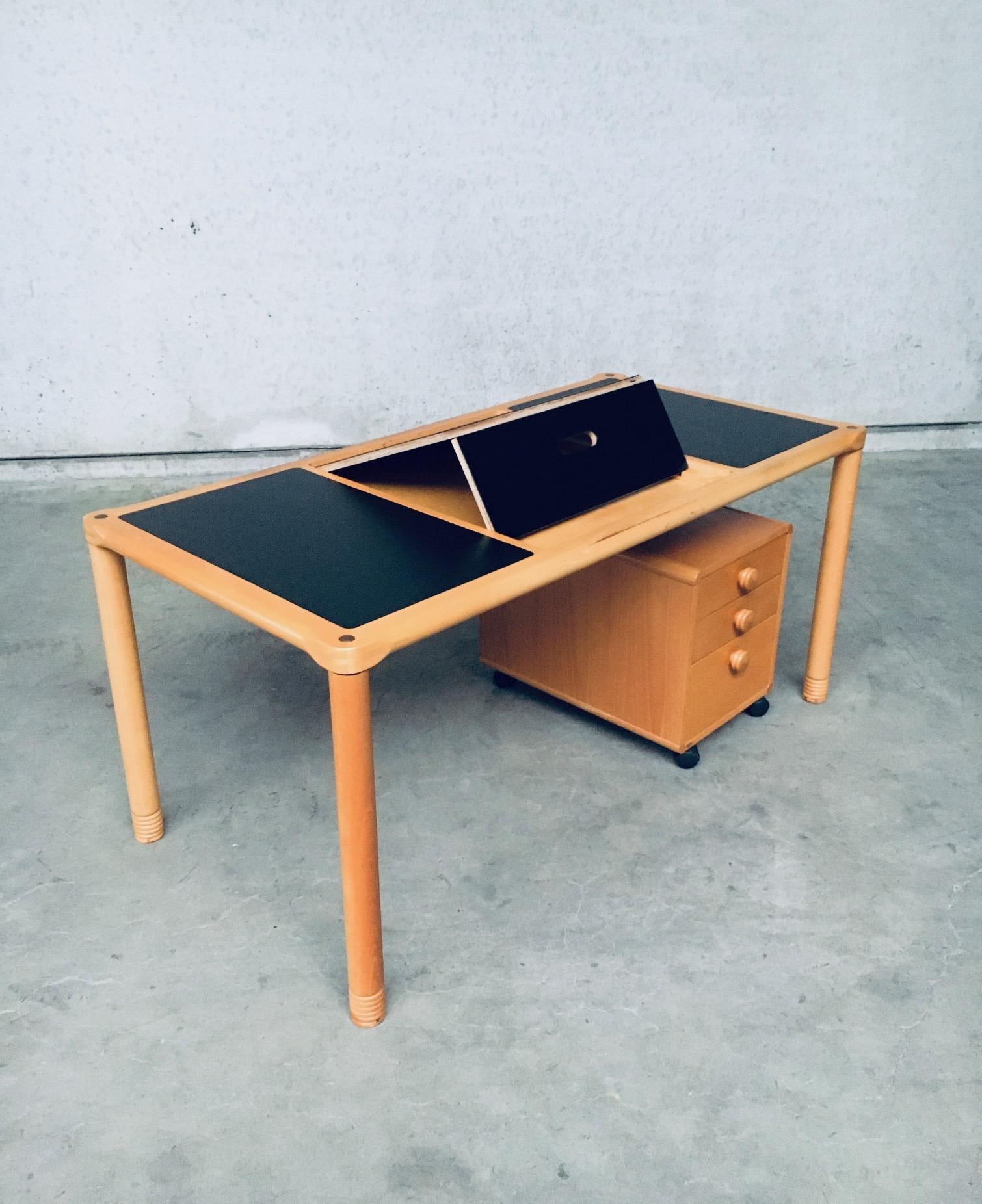 Late 20th Century Scandinavian Ergonomic Design Writing Desk and Stool, Stokke, 1980's For Sale