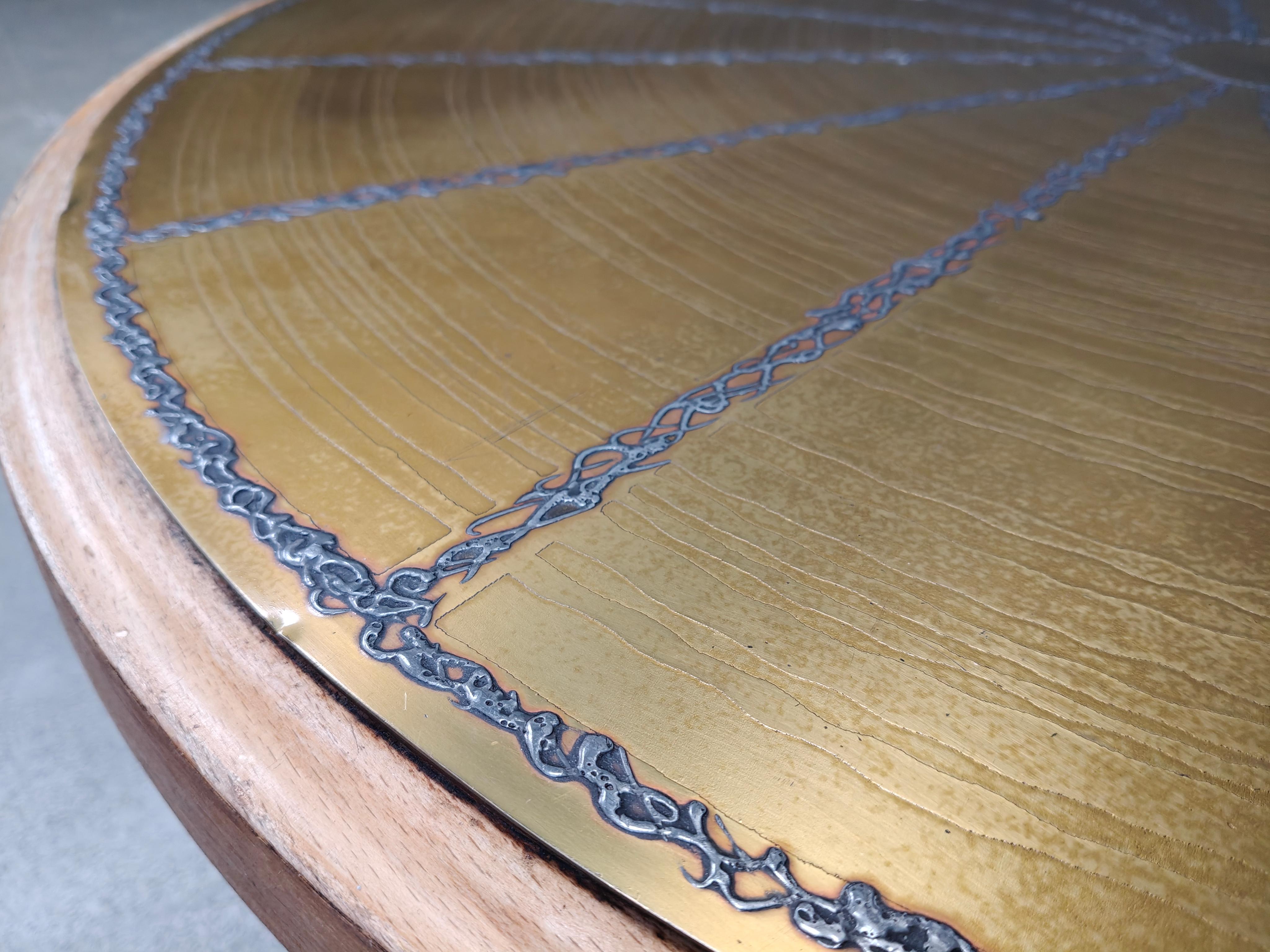 Scandinavian Modern Scandinavian etched brass coffee table, 1960s For Sale