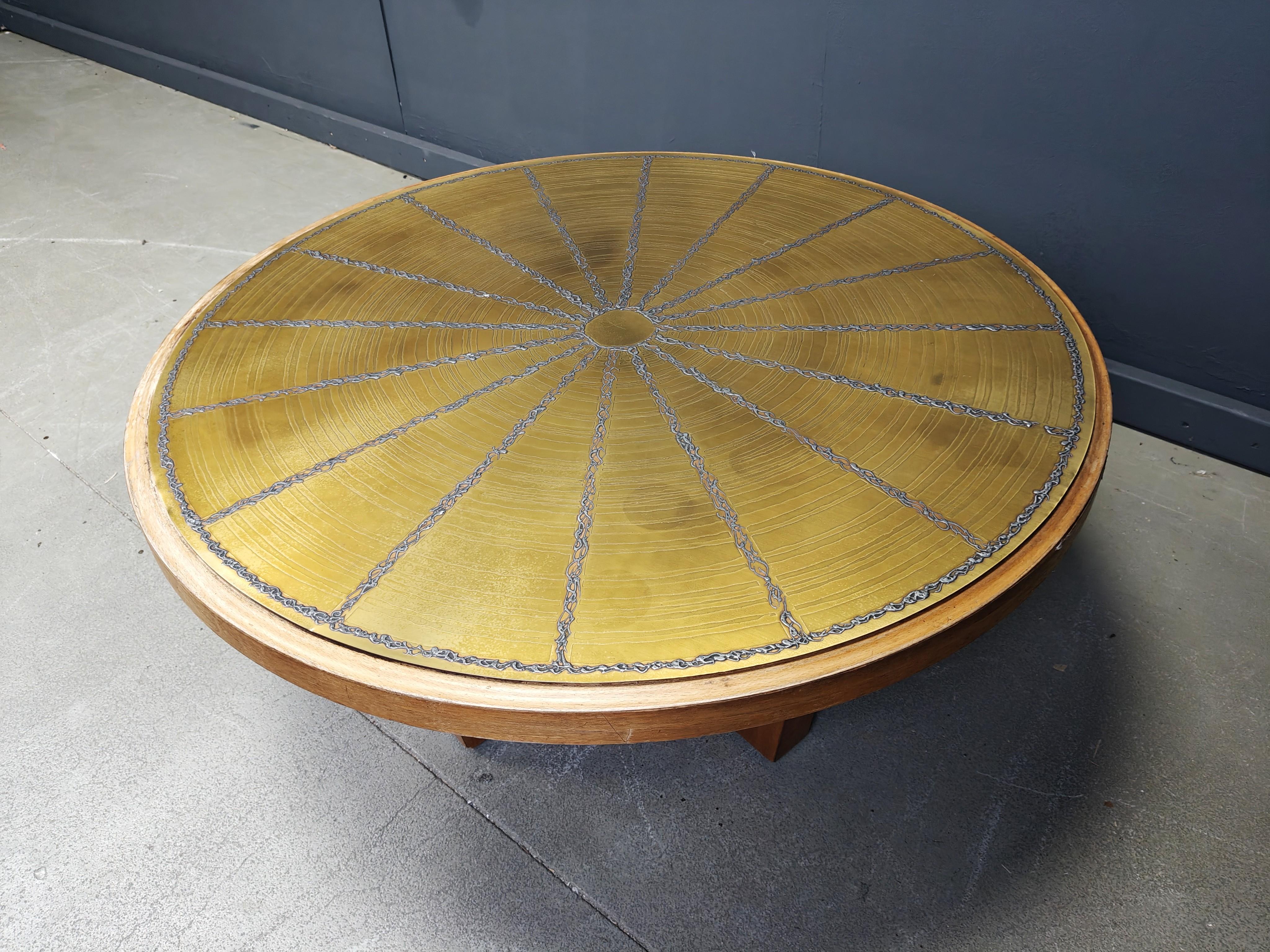 Mid-20th Century Scandinavian etched brass coffee table, 1960s For Sale