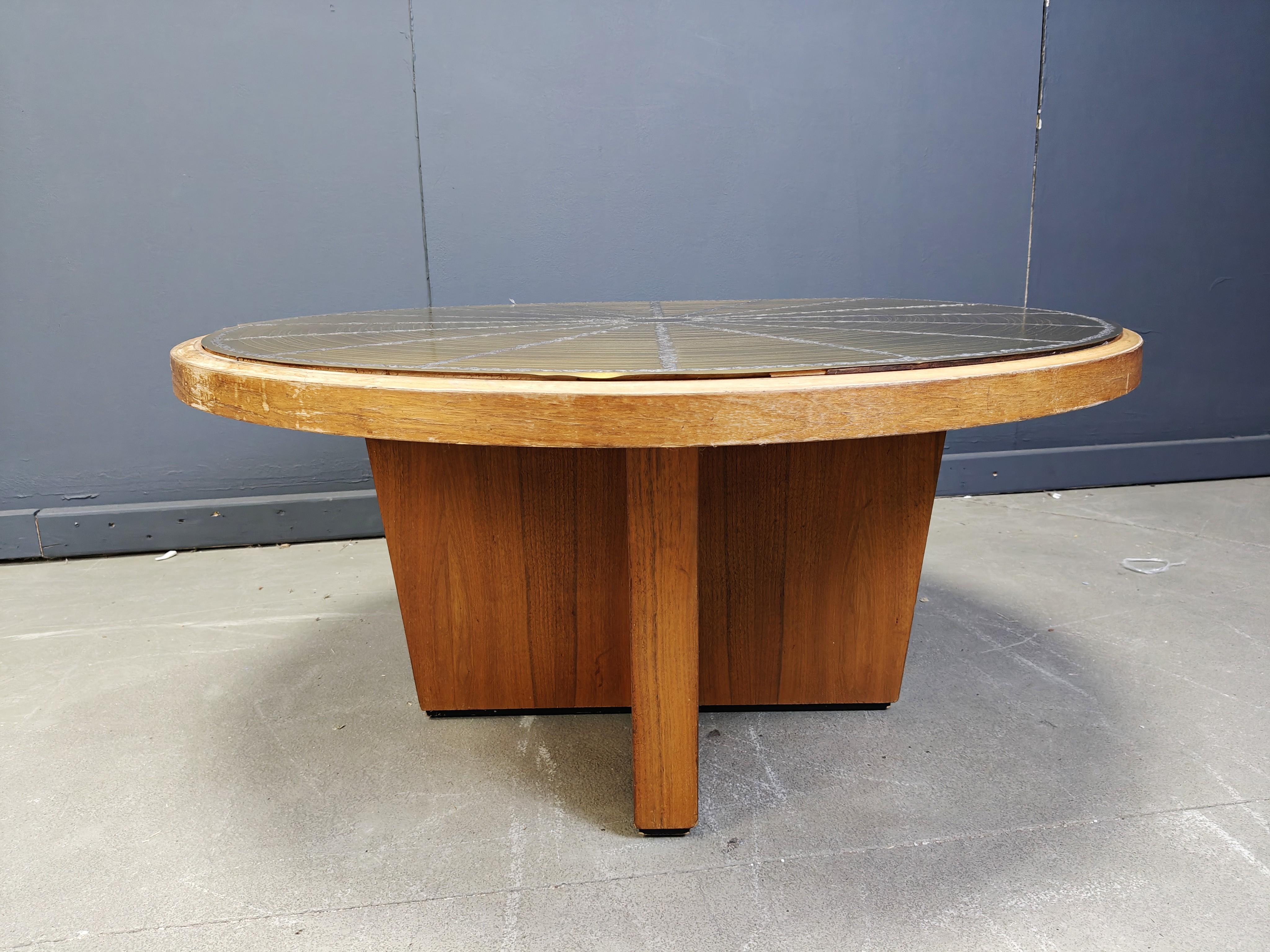 Scandinavian etched brass coffee table, 1960s For Sale 2