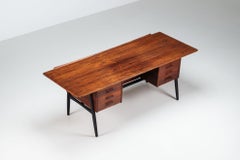 Scandinavian executive desk in rosewood with bar Denmark 1960