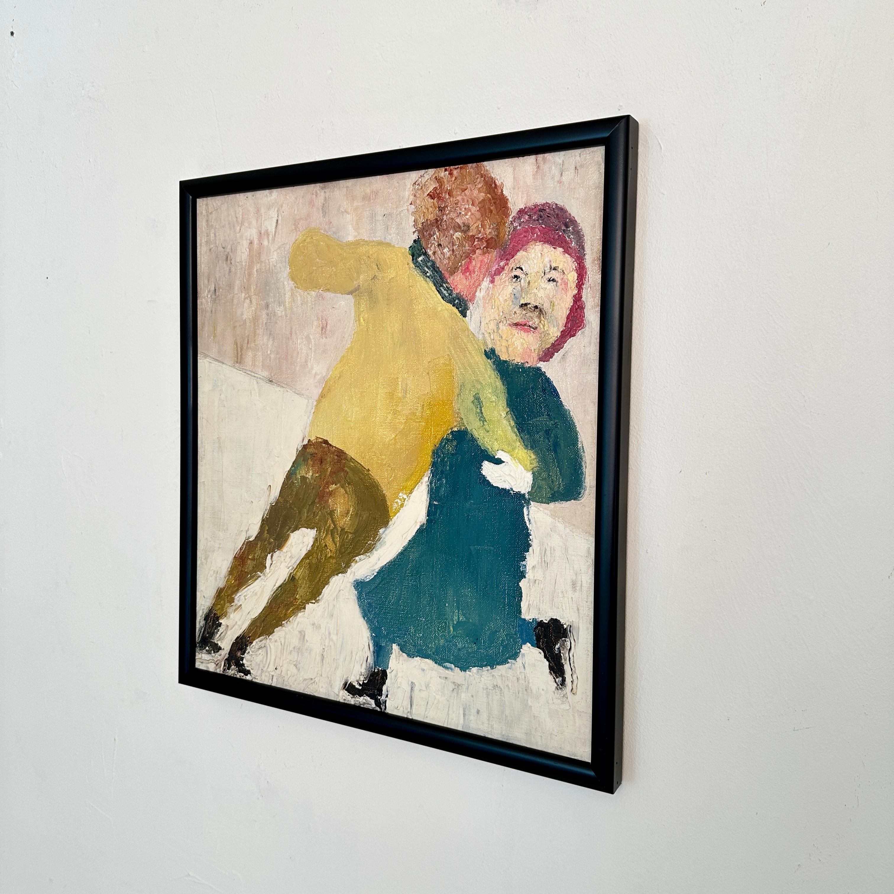 Skandinavisches expressionistisches Ölgemälde eines tanzenden Paares, um 1950 (Dänisch)