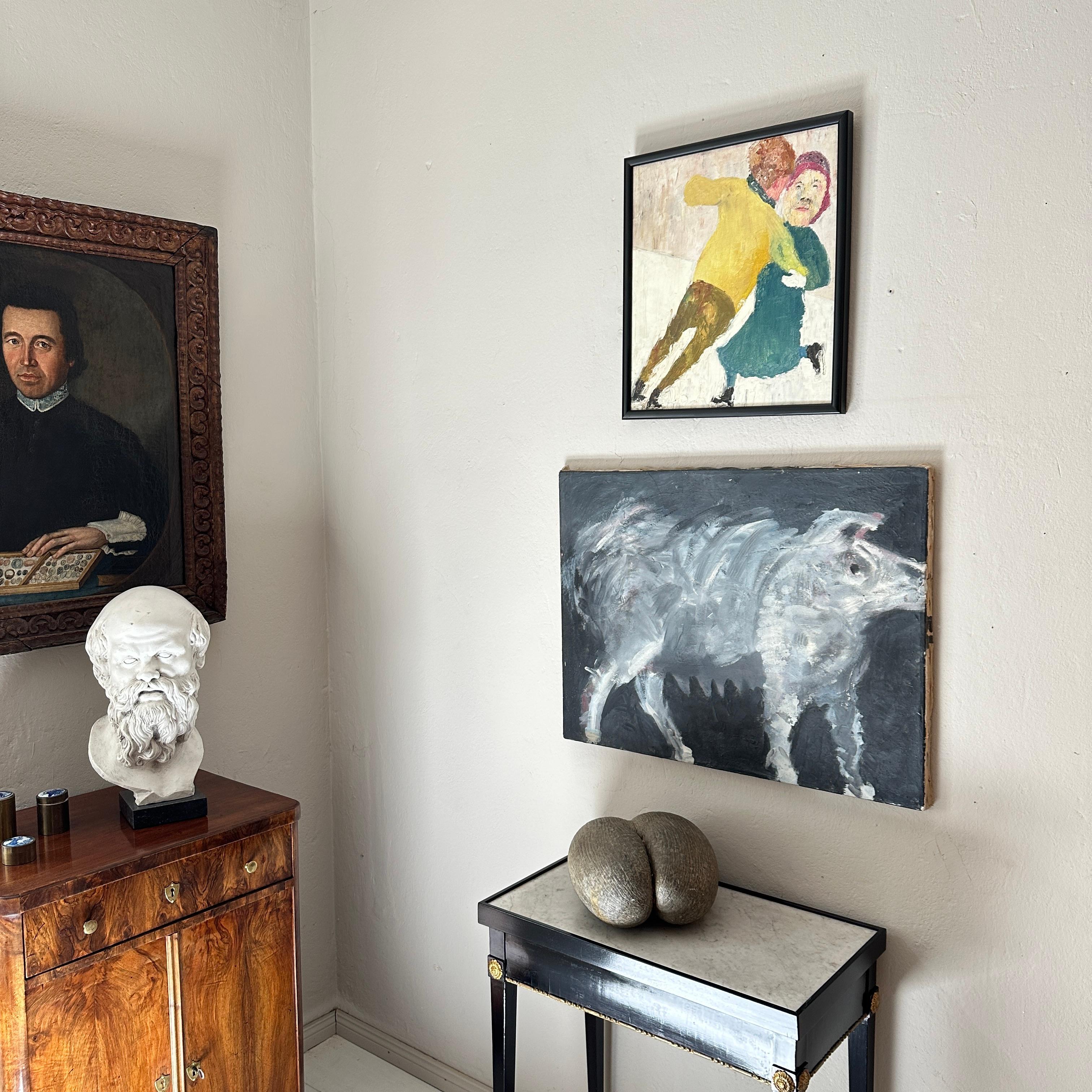 Skandinavisches expressionistisches Ölgemälde eines tanzenden Paares, um 1950 (Leinwand)