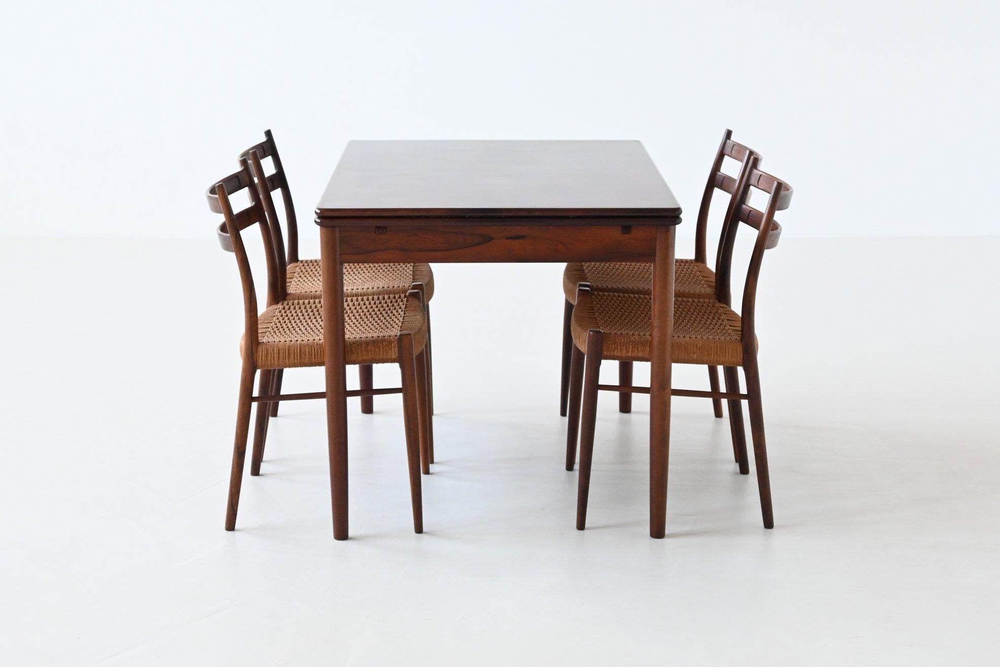Scandinavian extendable dining table in hardwood Denmark 1960 For Sale 12