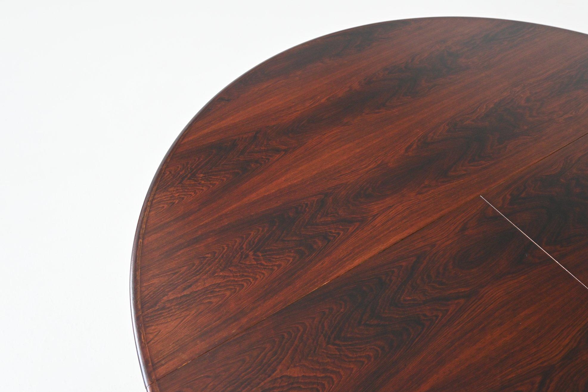 Table de salle à manger à rallonge scandinave en bois de rose Milieu du siècle Danemark 1960 en vente 5