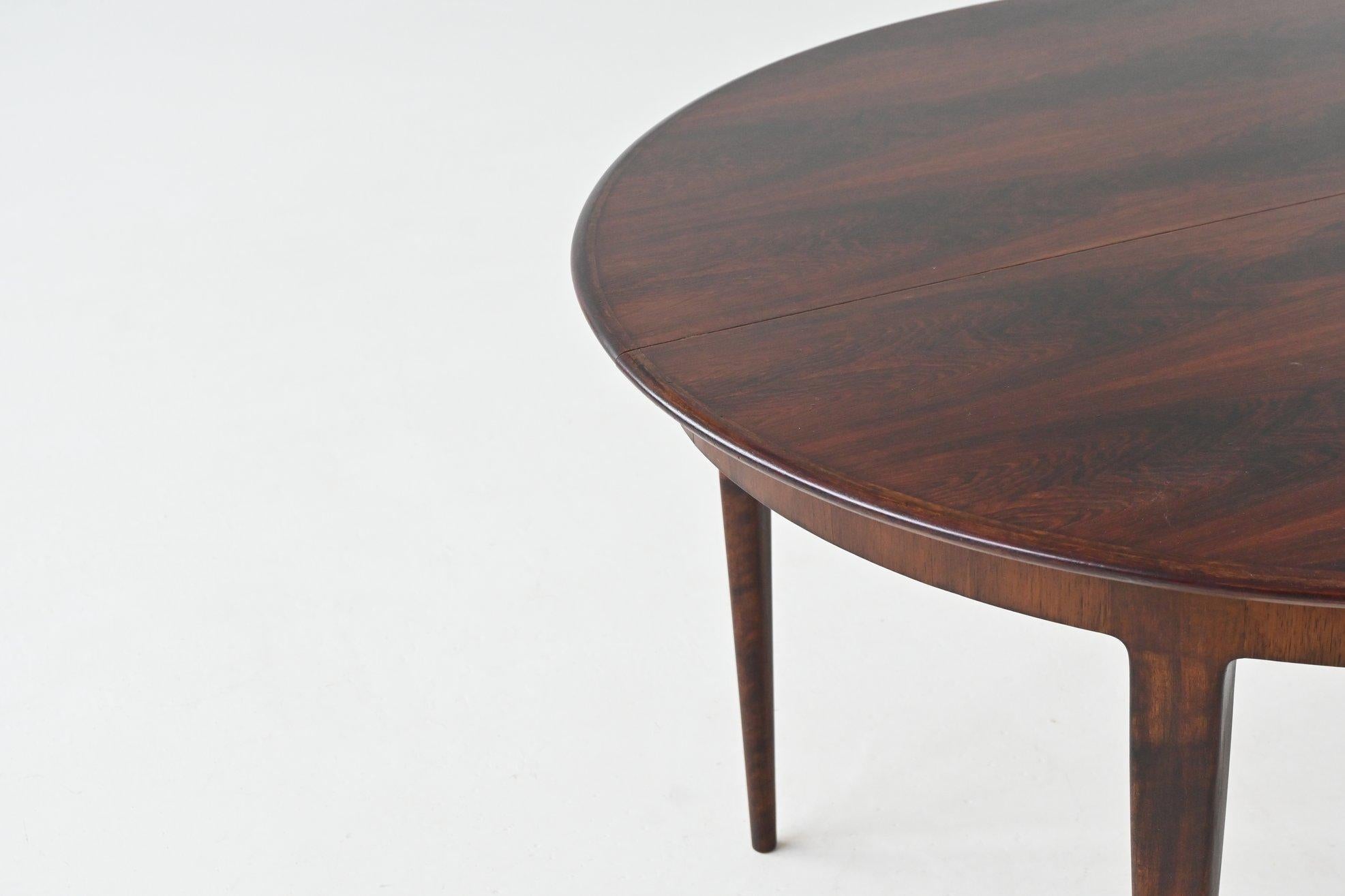 Table de salle à manger à rallonge scandinave en bois de rose Milieu du siècle Danemark 1960 en vente 7