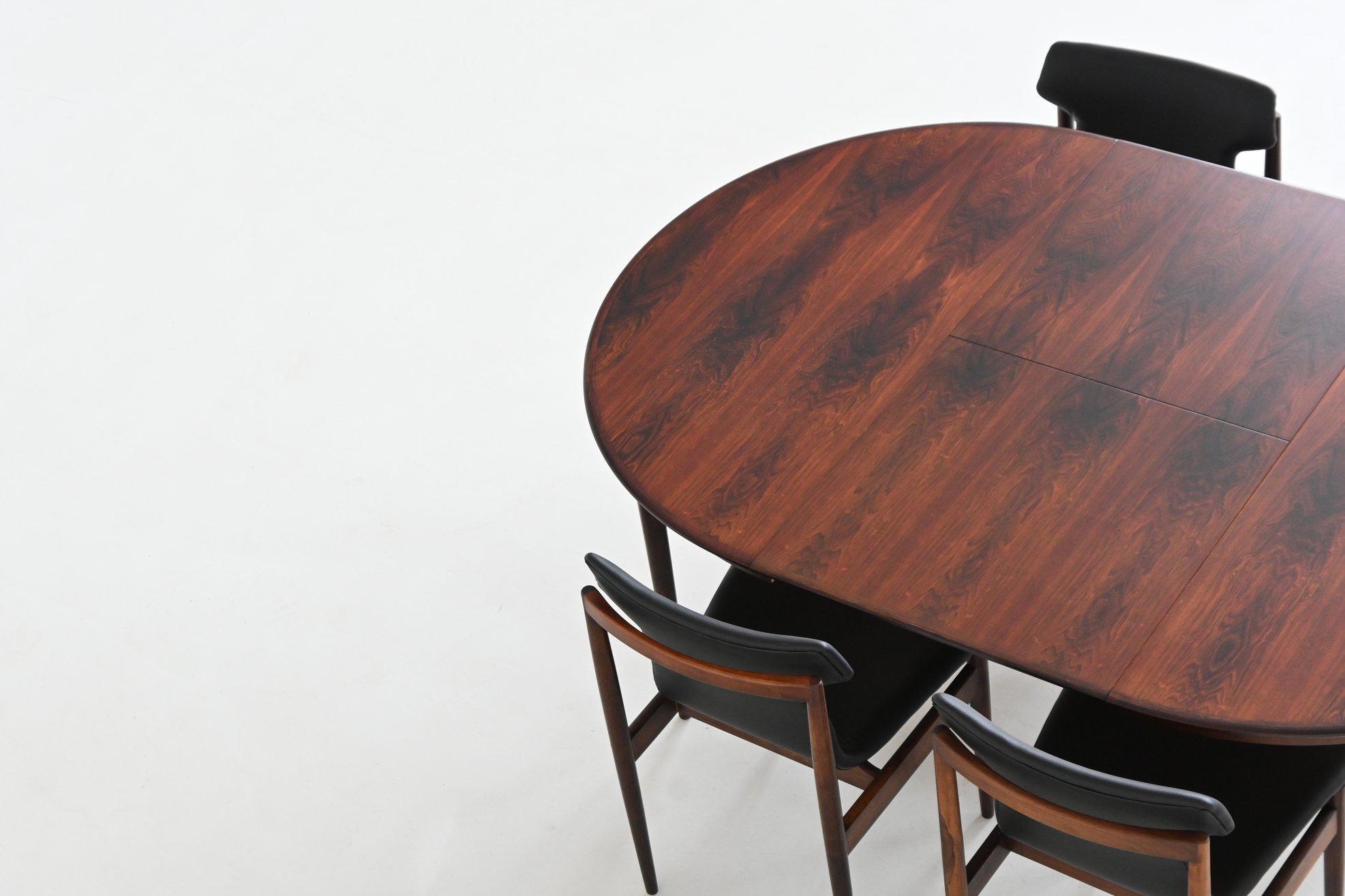 Table de salle à manger à rallonge scandinave en bois de rose Milieu du siècle Danemark 1960 en vente 12