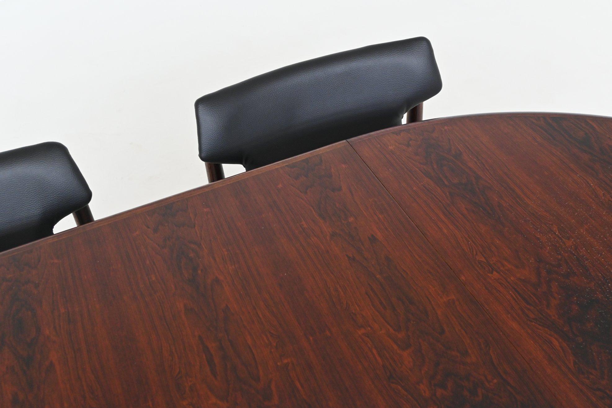Table de salle à manger à rallonge scandinave en bois de rose Milieu du siècle Danemark 1960 en vente 13