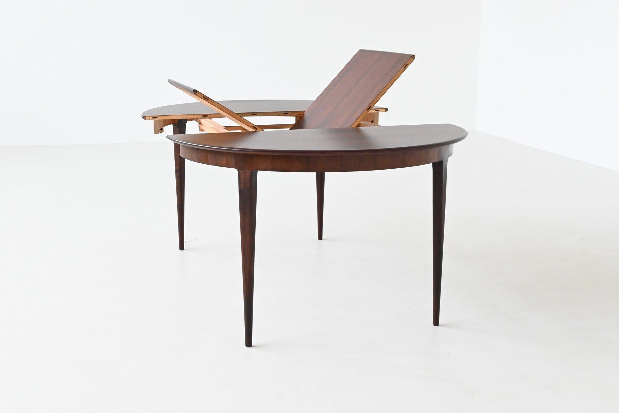 Table de salle à manger à rallonge scandinave en bois de rose Milieu du siècle Danemark 1960 Bon état - En vente à Etten-Leur, NL