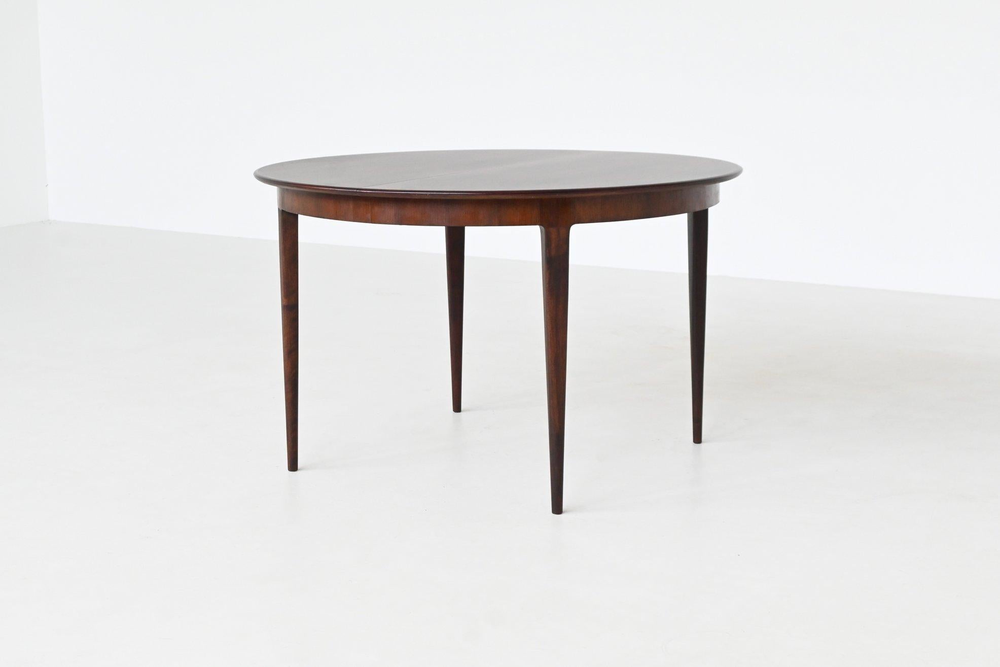 Bois de rose Table de salle à manger à rallonge scandinave en bois de rose Milieu du siècle Danemark 1960 en vente