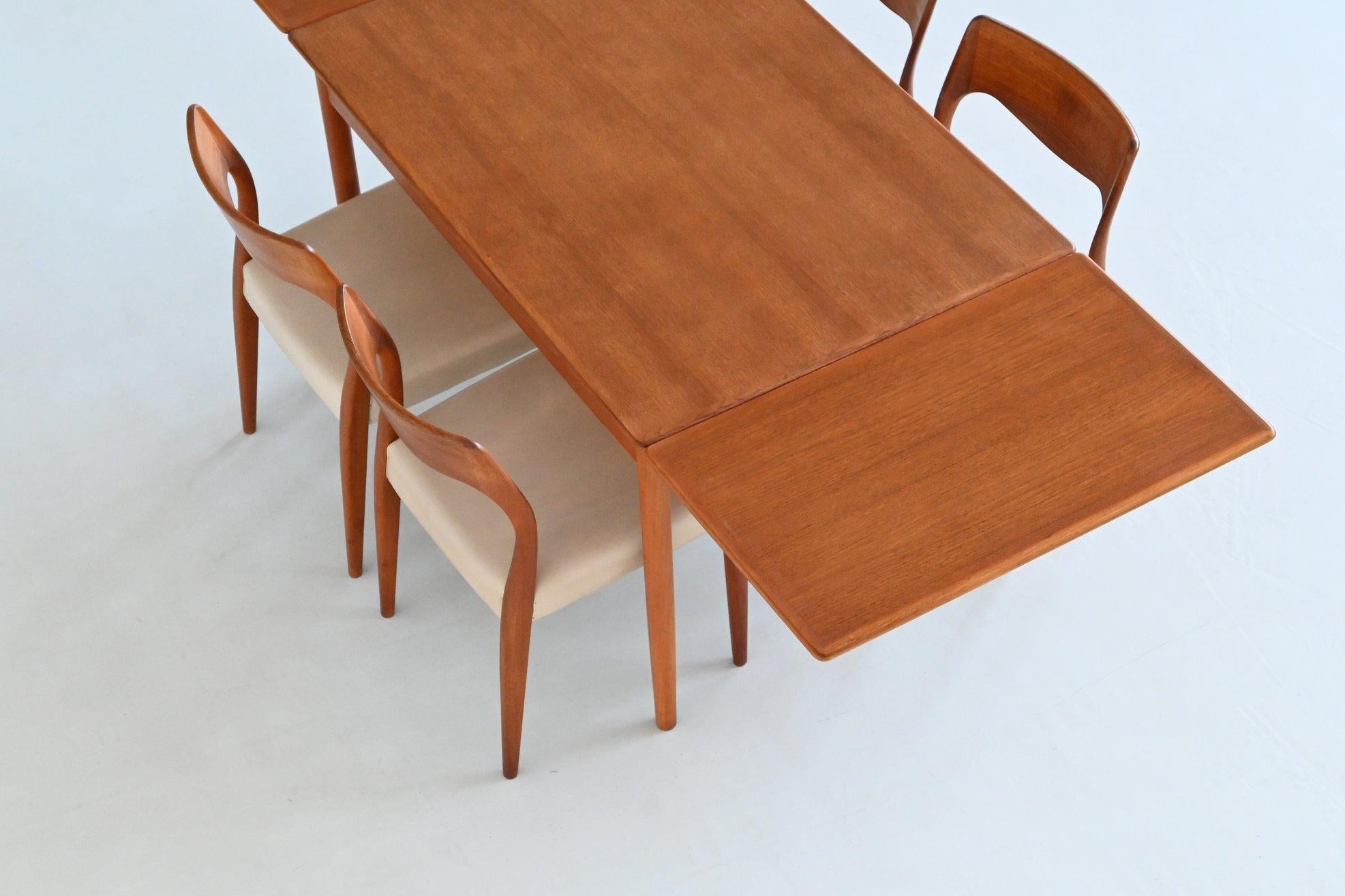 Scandinavian extendable dining table in teak Denmark 1960 13