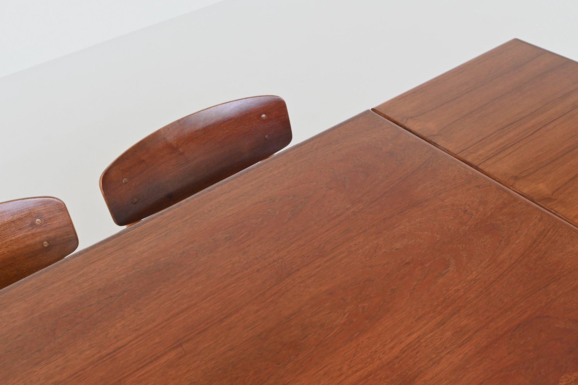 Mesa de comedor extensible escandinava de teca Mediados de siglo Dinamarca 1960 en venta 10