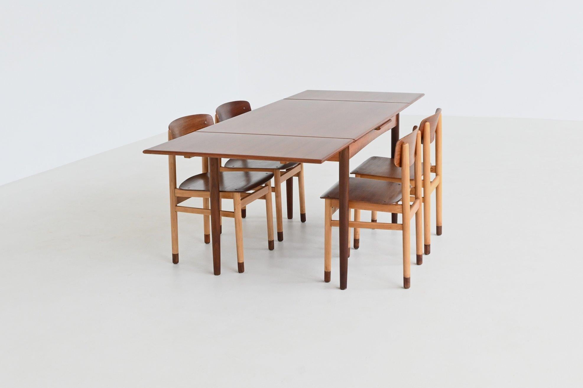 Mesa de comedor extensible escandinava de teca Mediados de siglo Dinamarca 1960 en venta 11