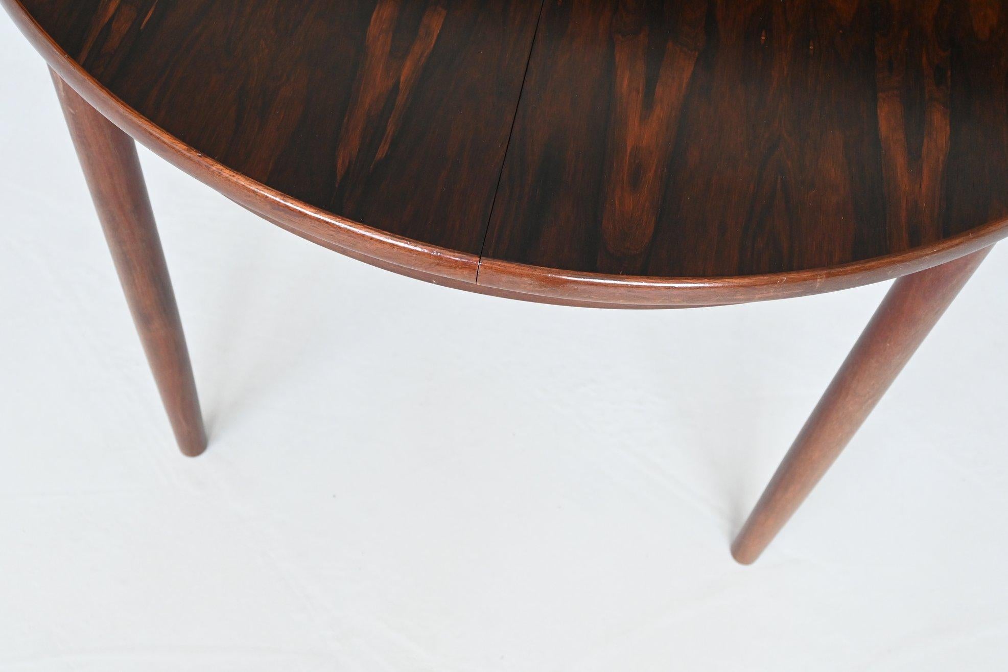 Scandinavian extendable dining table oval in rosewood Denmark 1960 9