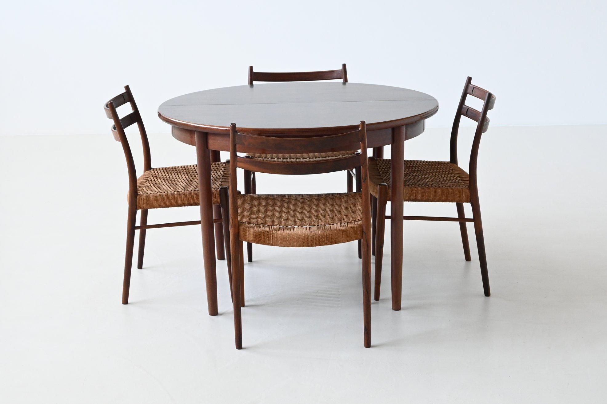 Scandinavian extendable dining table oval in rosewood Denmark 1960 12