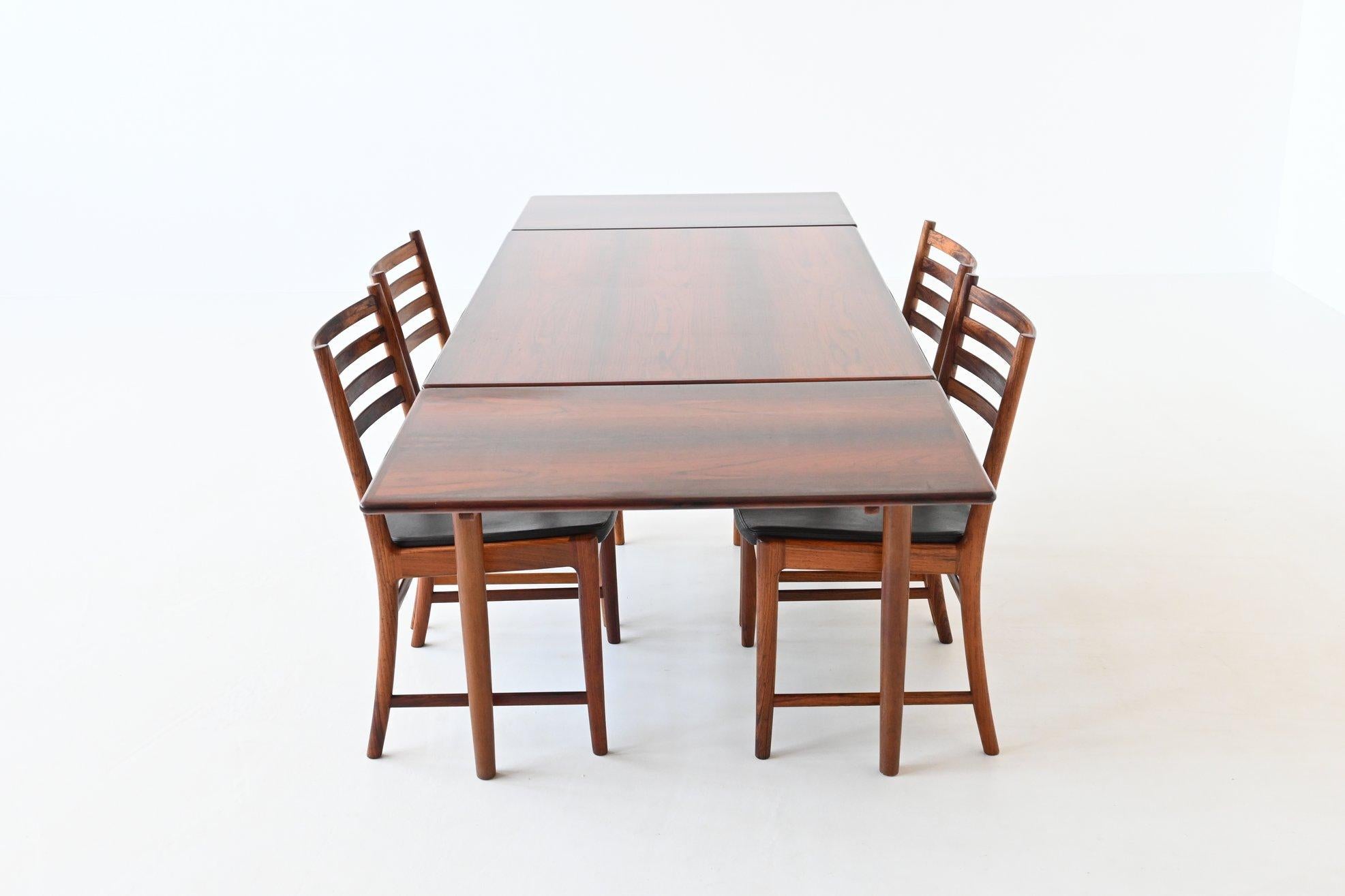 Scandinavian Extendable Dining Table Rosewood Denmark 1960 13