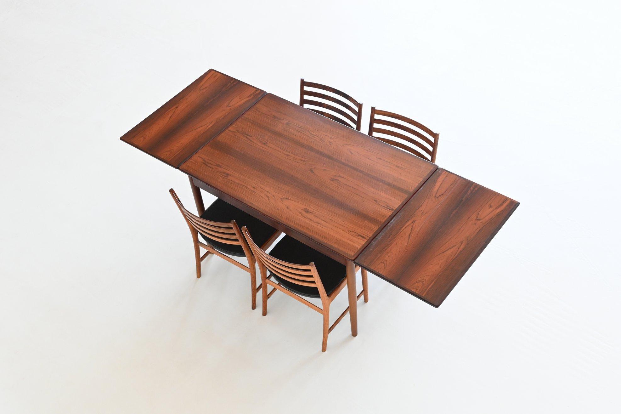 Scandinavian Extendable Dining Table Rosewood Denmark 1960 14