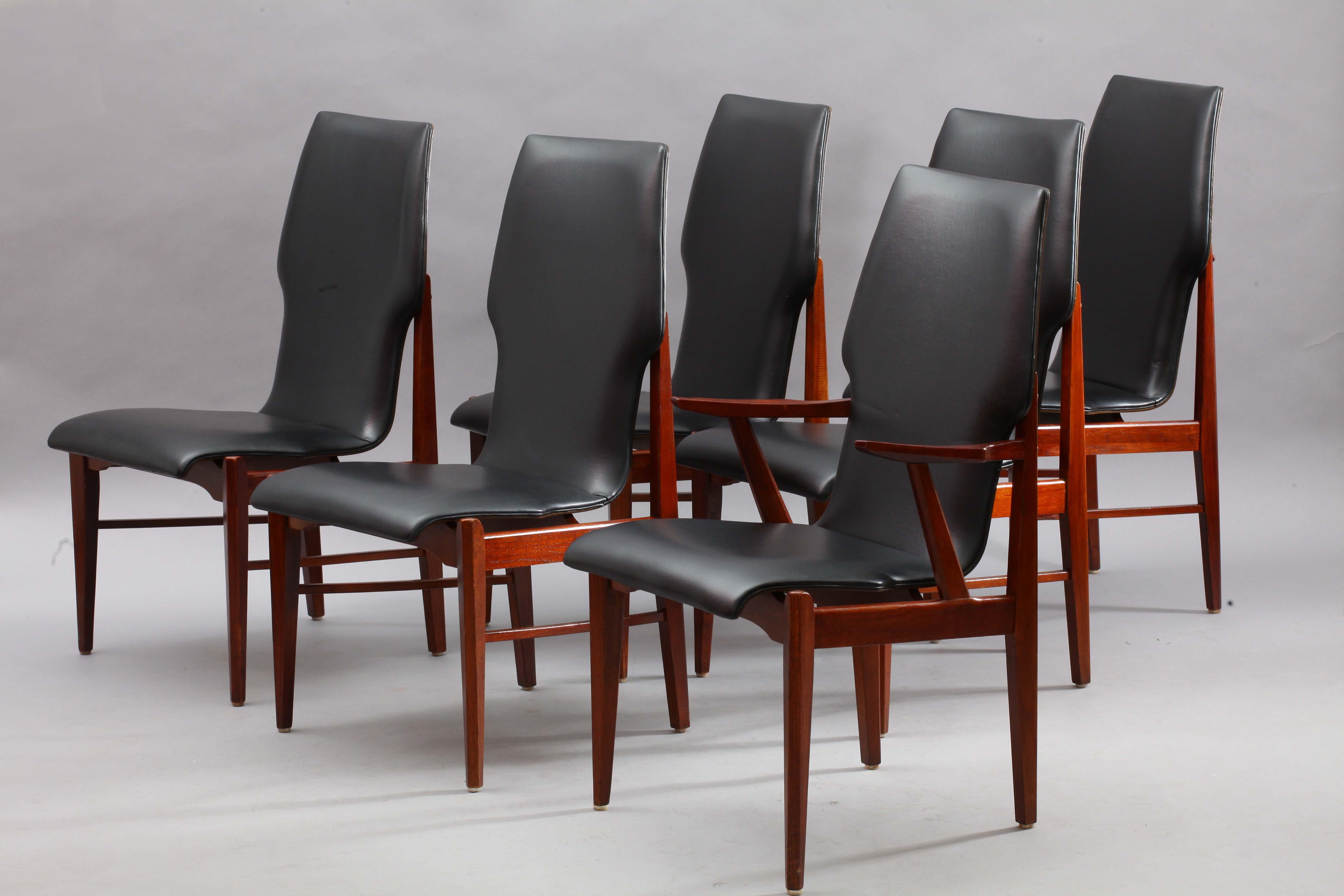Danish Scandinavian Extendable Dining Table with Six Chairs, Denmark, 1950, Teak Wood