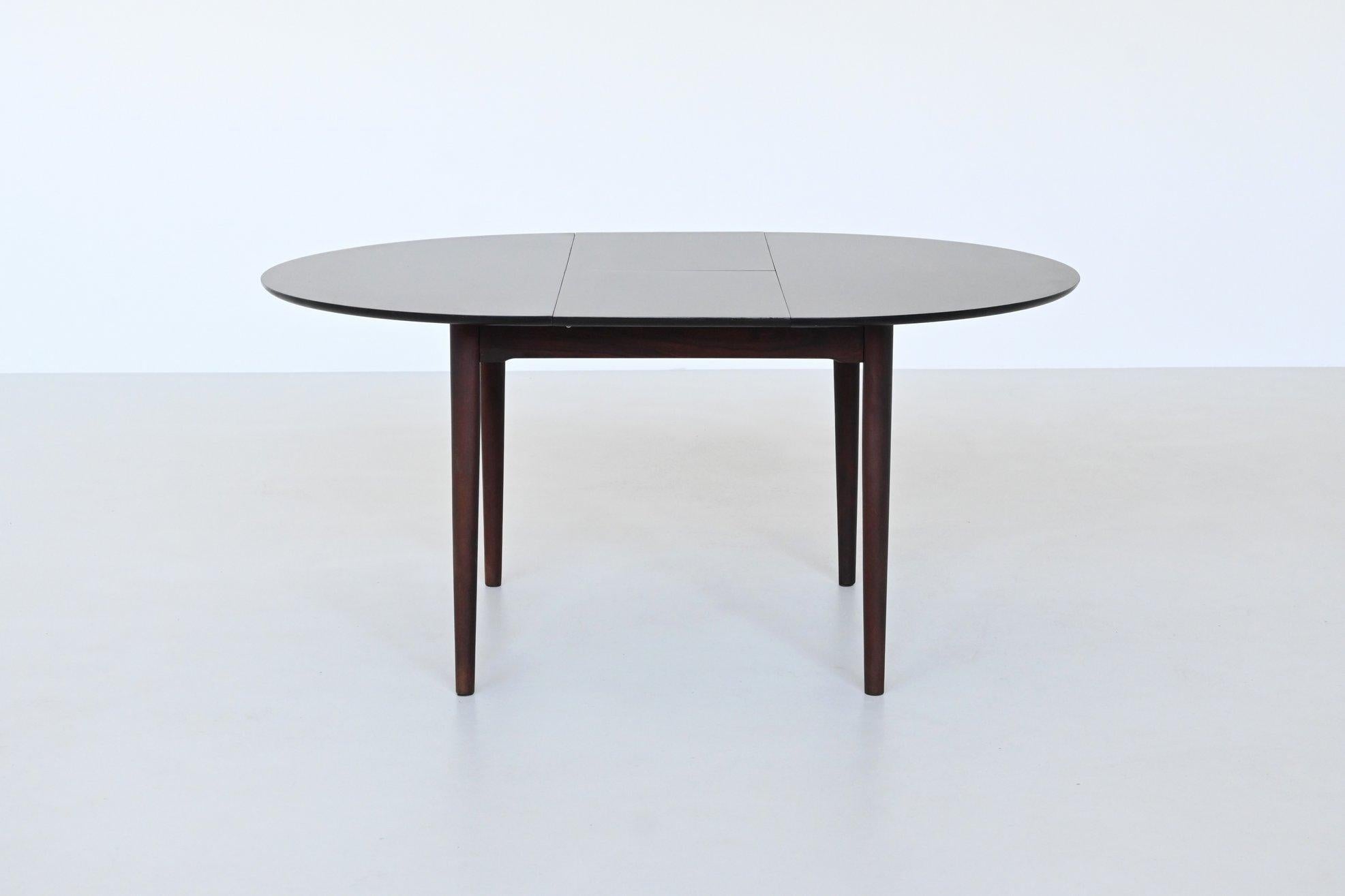 Scandinavian Modern Scandinavian extendable oval shaped dining table rosewood Denmark 1960