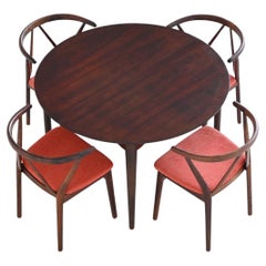 Scandinavian extendable oval shaped dining table rosewood Denmark 1960