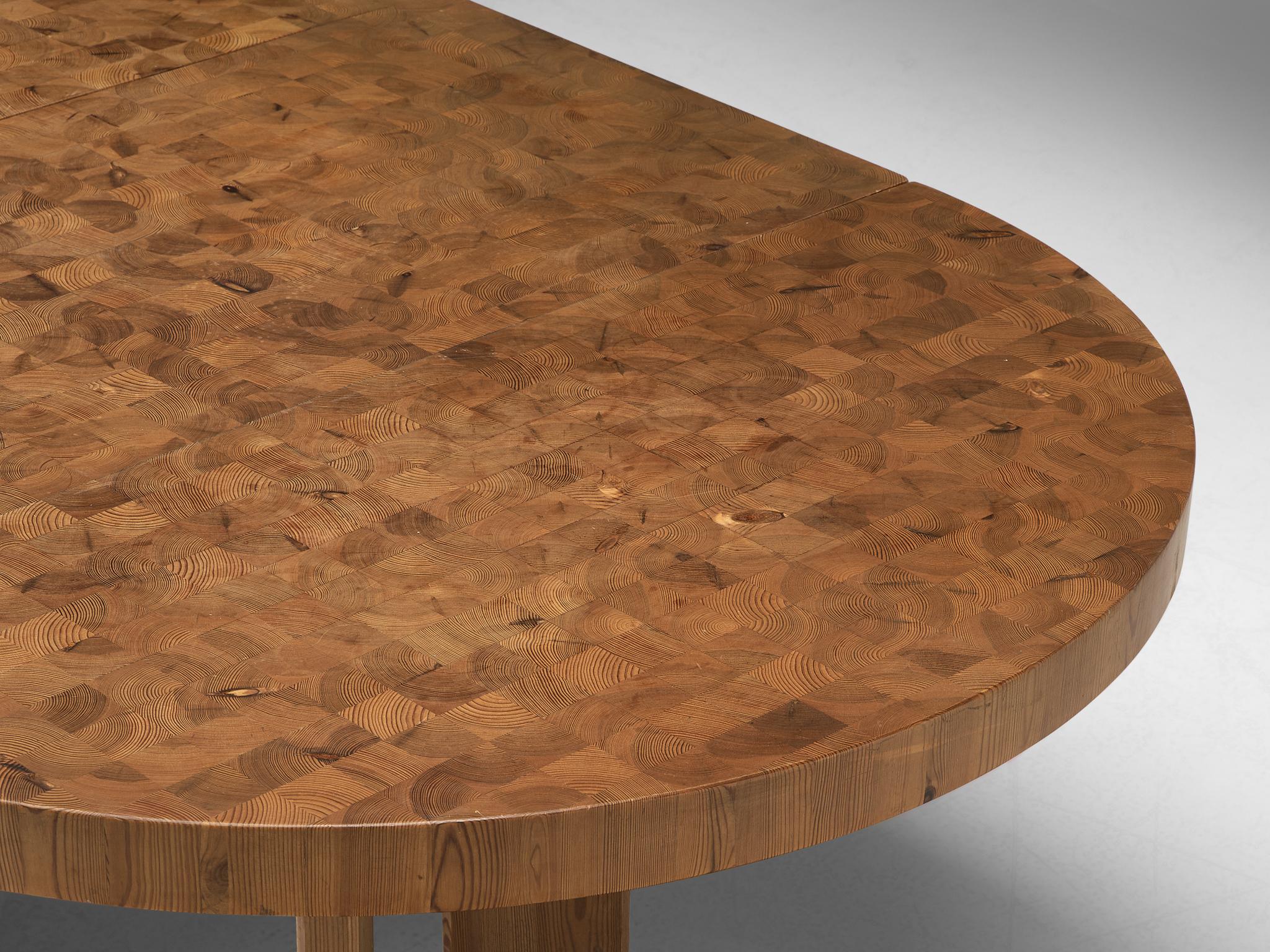 Scandinavian Modern Scandinavian Extendable Pine End-Grain Table