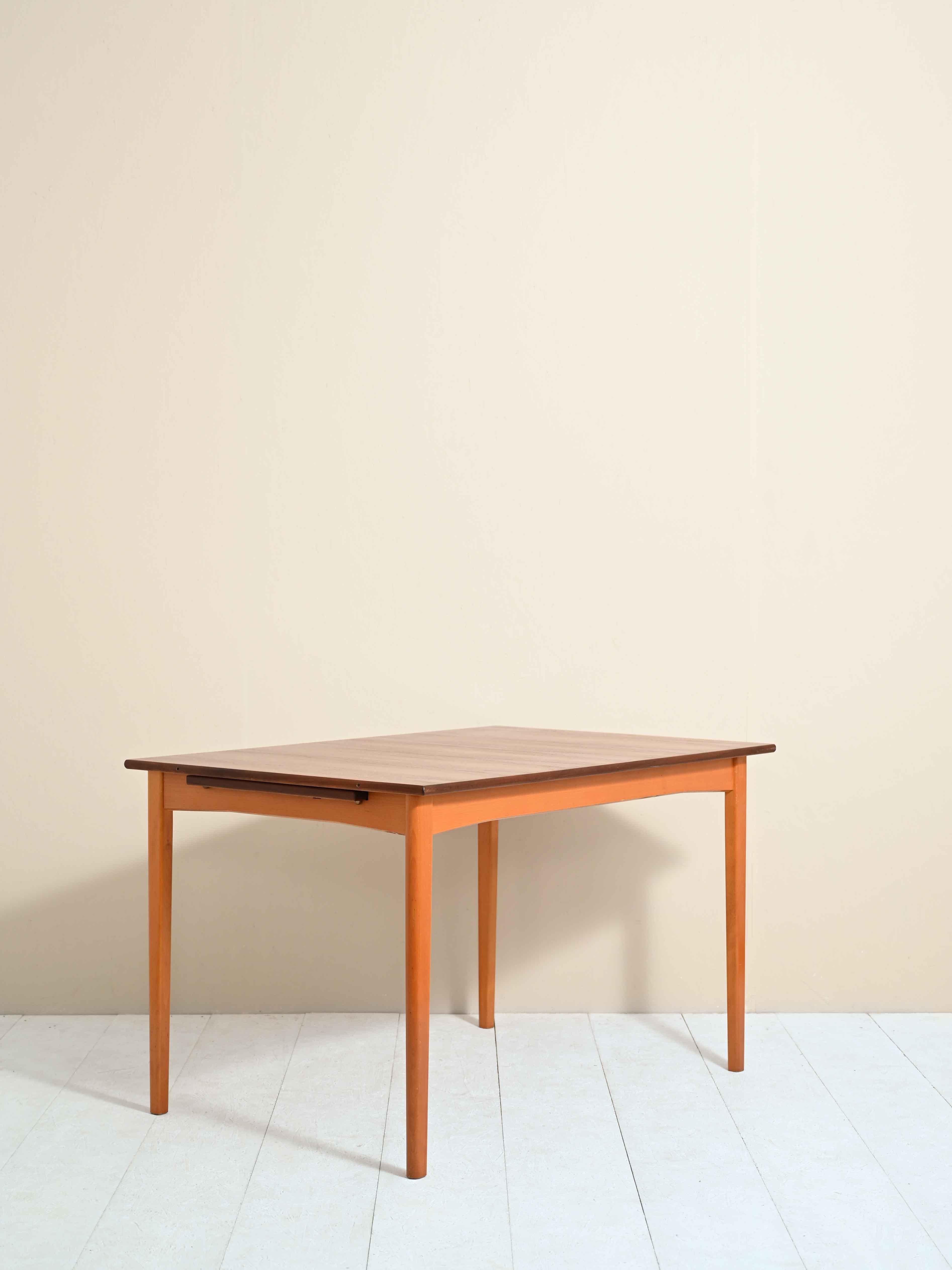 Scandinavian Extendable Teak Table with Pull-Out Wing For Sale 3