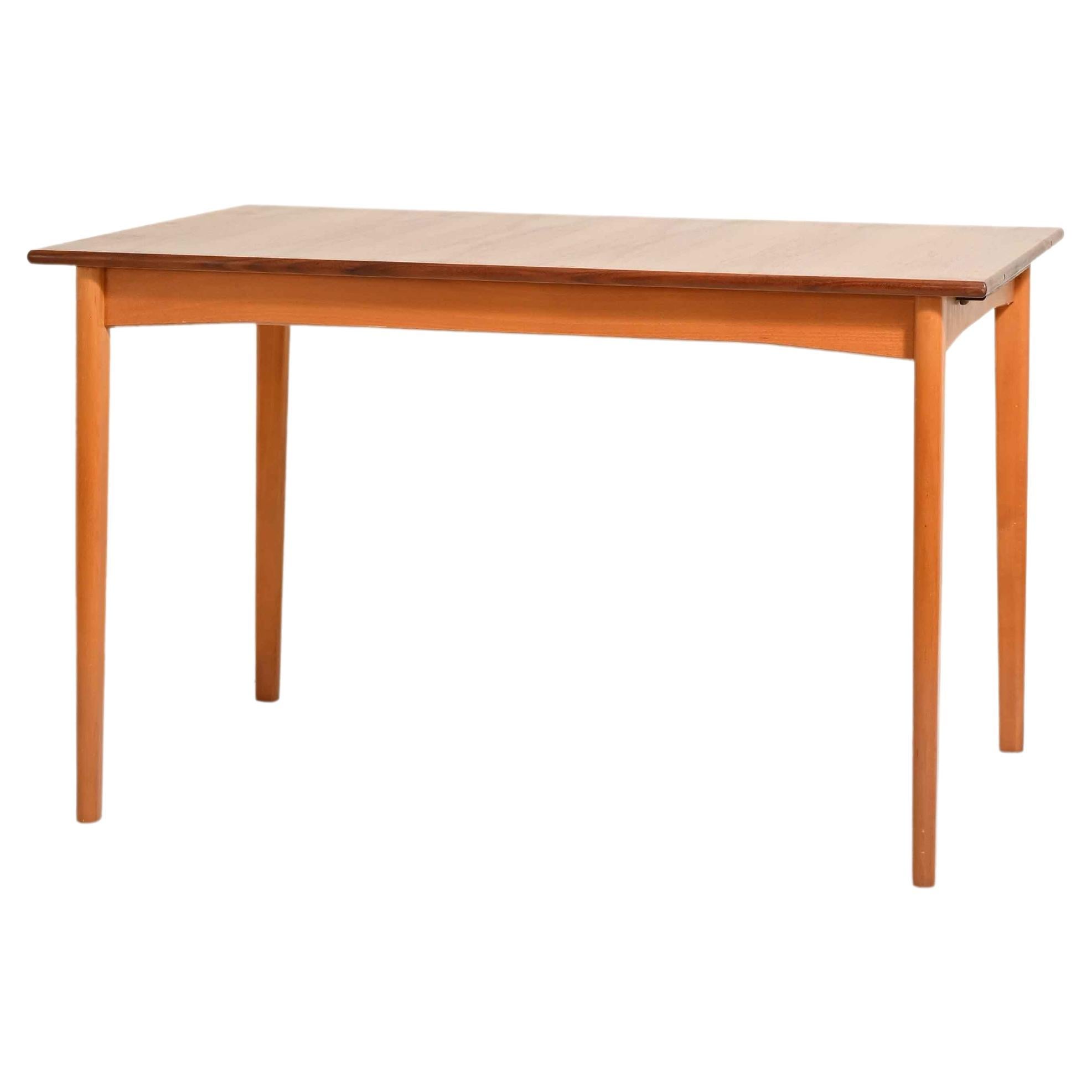 Scandinavian Extendable Teak Table with Pull-Out Wing For Sale