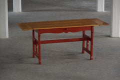 Scandinavian Extendable Writing or Dining Table with Drawer, Early 20th Century