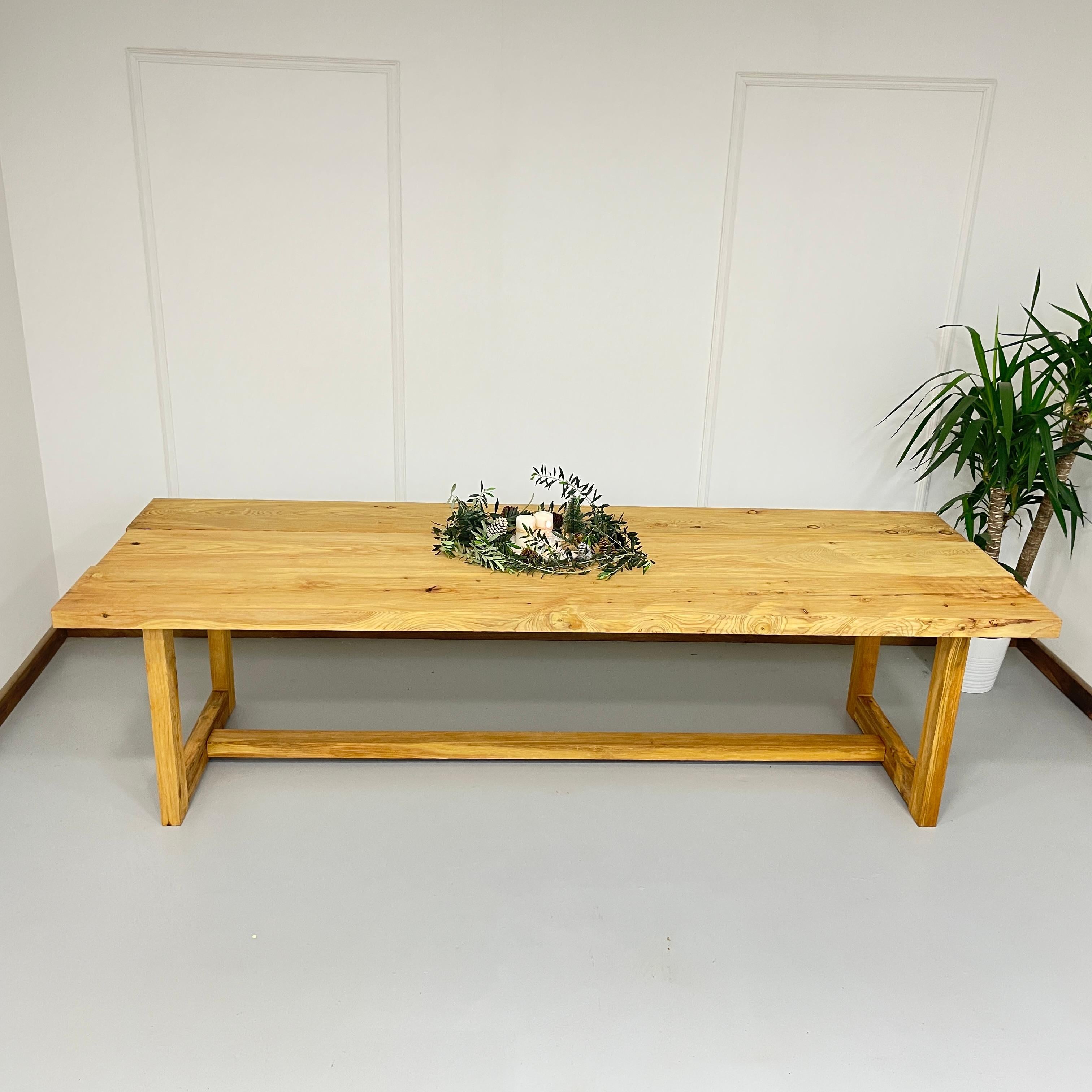 Scandinavian Modern Scandinavian Farmhouse Dining Table in Solid Cedar Wood For Sale