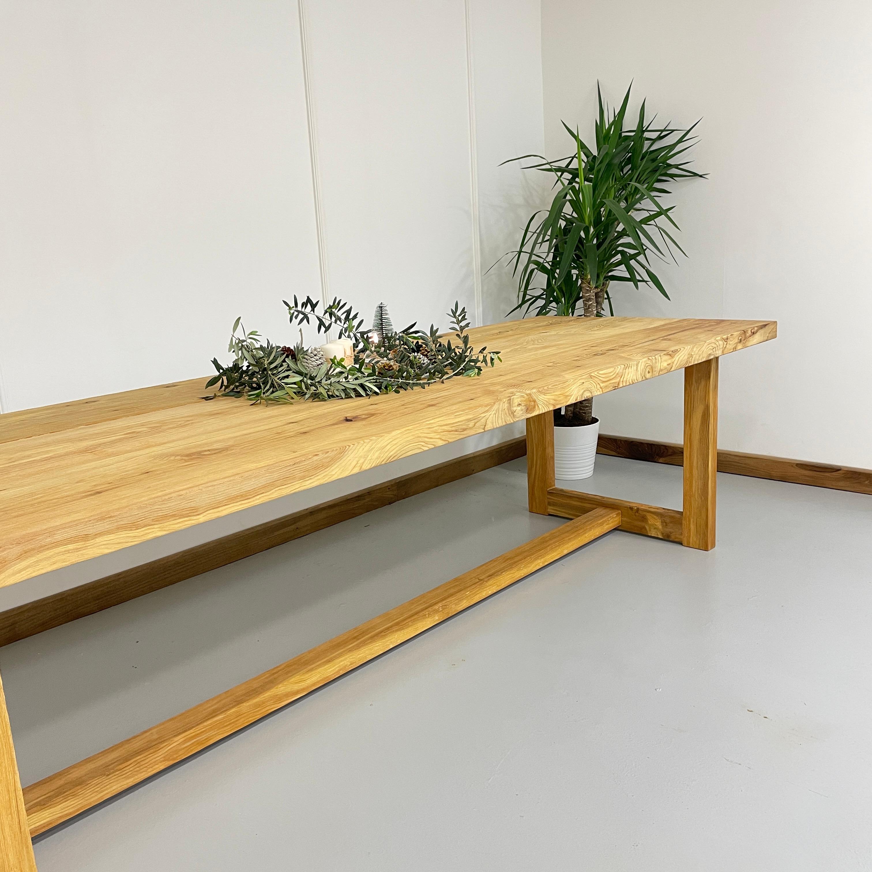 Hand-Crafted Scandinavian Farmhouse Dining Table in Solid Cedar Wood For Sale