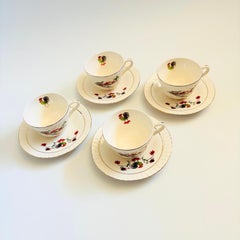 Scandinavian Farmhouse Teacups and Saucers by Figgjo, Norway - Set of 4