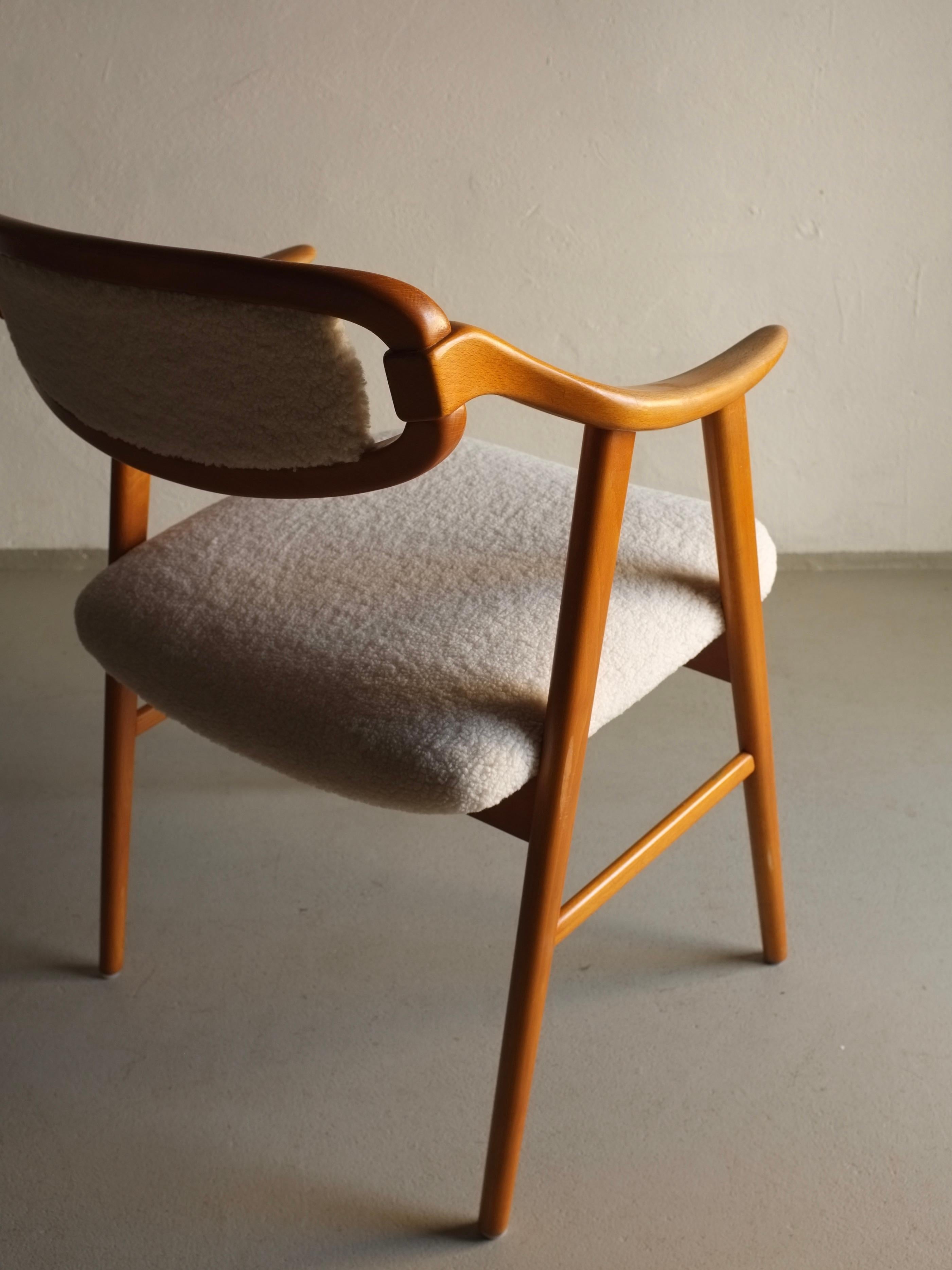 Fabric Scandinavian Faux Shearling Chair 1960s For Sale