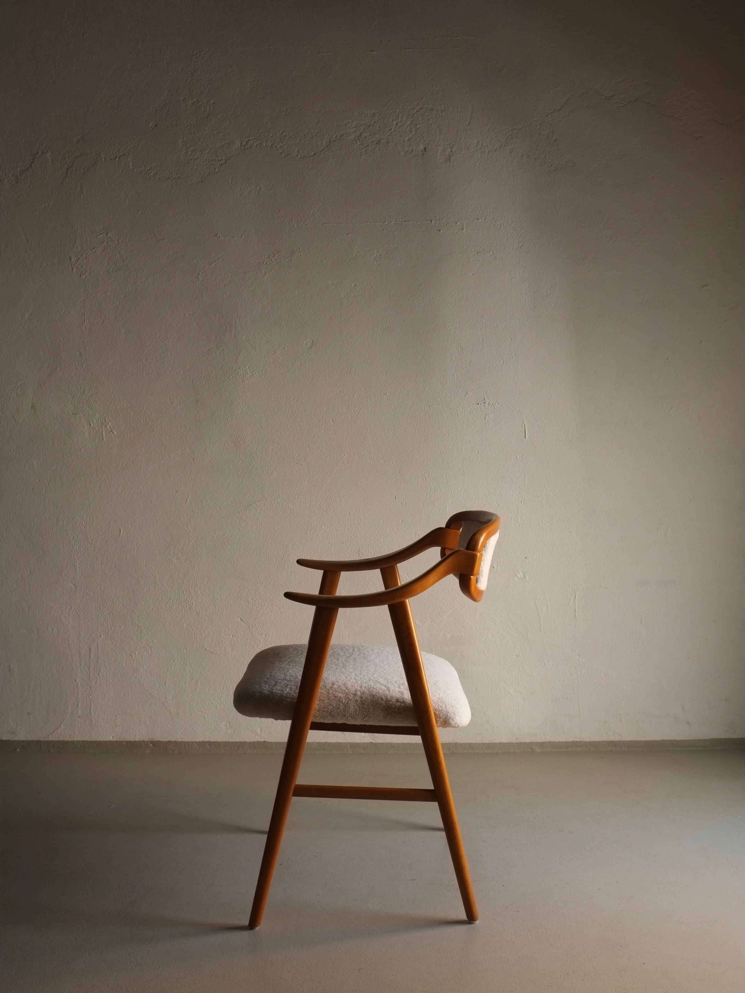 Scandinavian Faux Shearling Chair 1960s For Sale 2