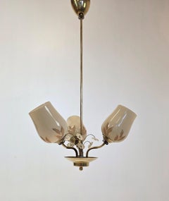 Scandinavian/Finnish Mid-Century Brass Chandelier by Saariston Valaisin, Finland