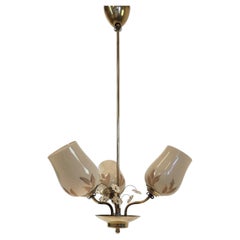 Scandinavian/Finnish Mid-Century Brass Chandelier by Saariston Valaisin, Finland