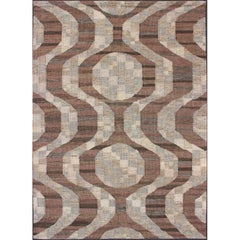 Tappeto scandinavo a trama piatta dal design moderno in marrone, caffè, grigio, crema