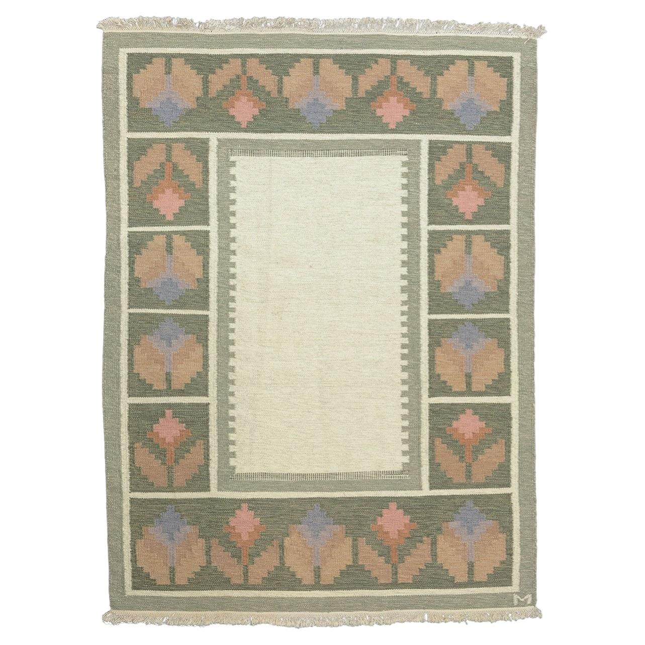 Scandinavian Flat-Weave Rug Mid-20th Century
