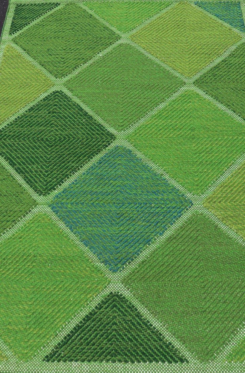 Skandinavischer Flachgewebe-Teppich mit geometrischen Mustern in üppigem Grün 4'0 x 6'2 im Angebot 3