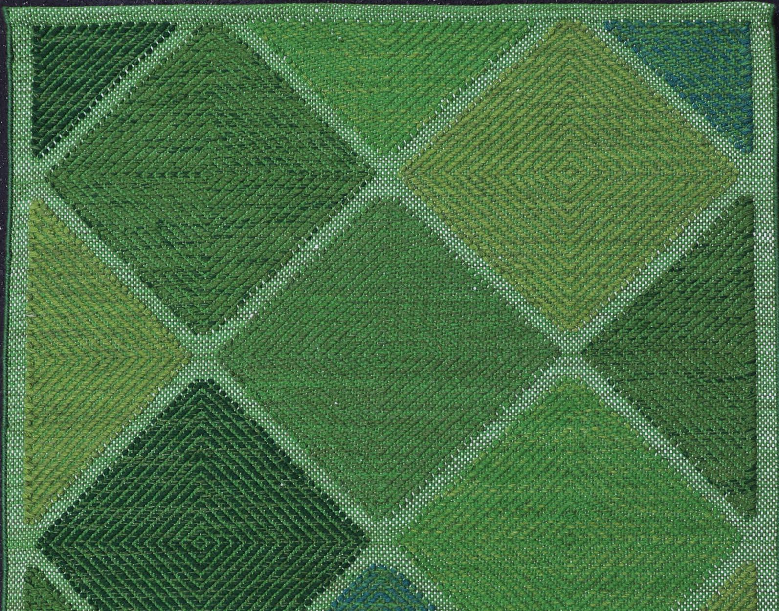Skandinavischer Flachgewebe-Teppich mit geometrischen Mustern in üppigem Grün 4'0 x 6'2 im Zustand „Neu“ im Angebot in Atlanta, GA