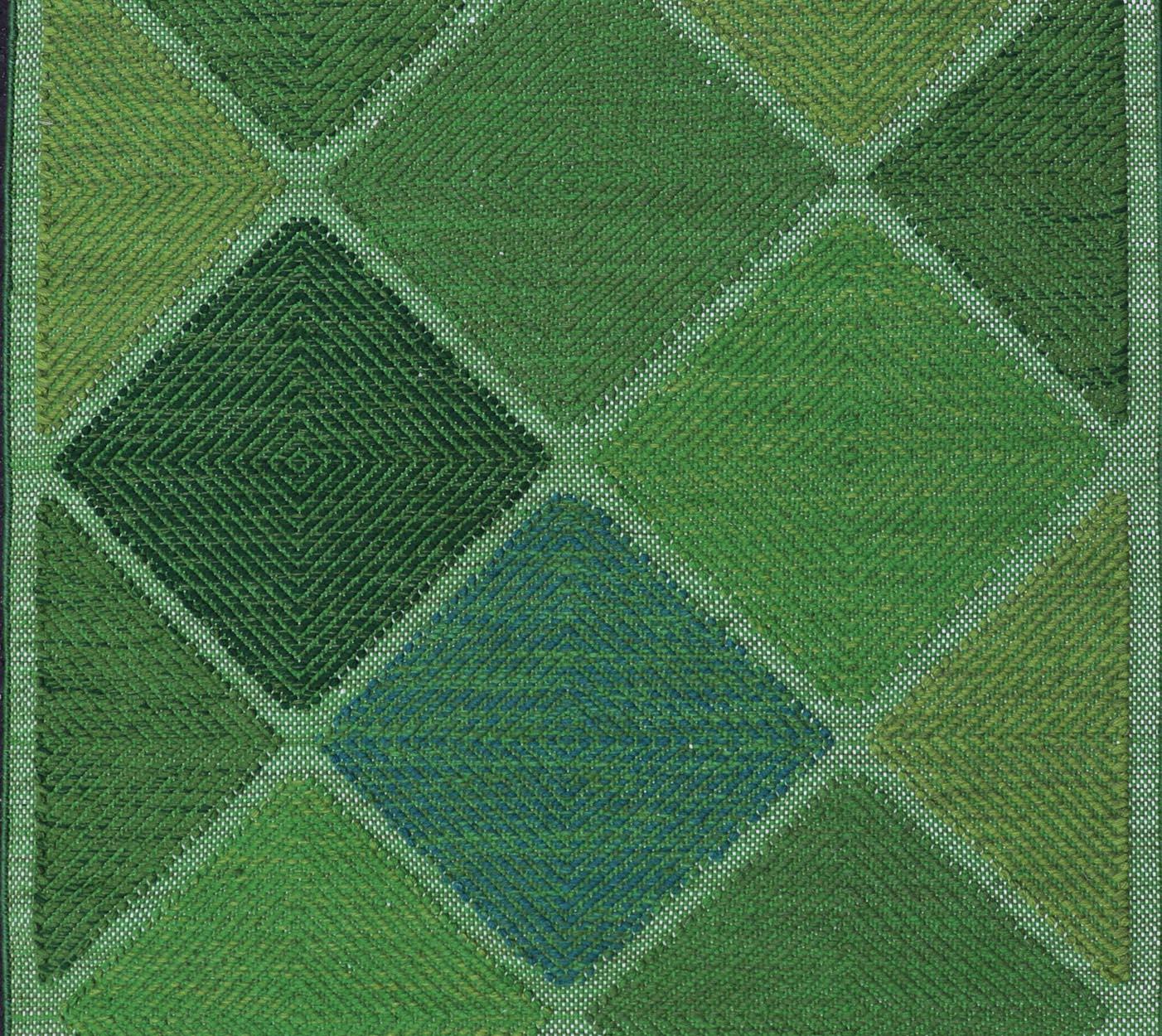 Skandinavischer Flachgewebe-Teppich mit geometrischen Mustern in üppigem Grün 4'0 x 6'2 (21. Jahrhundert und zeitgenössisch) im Angebot